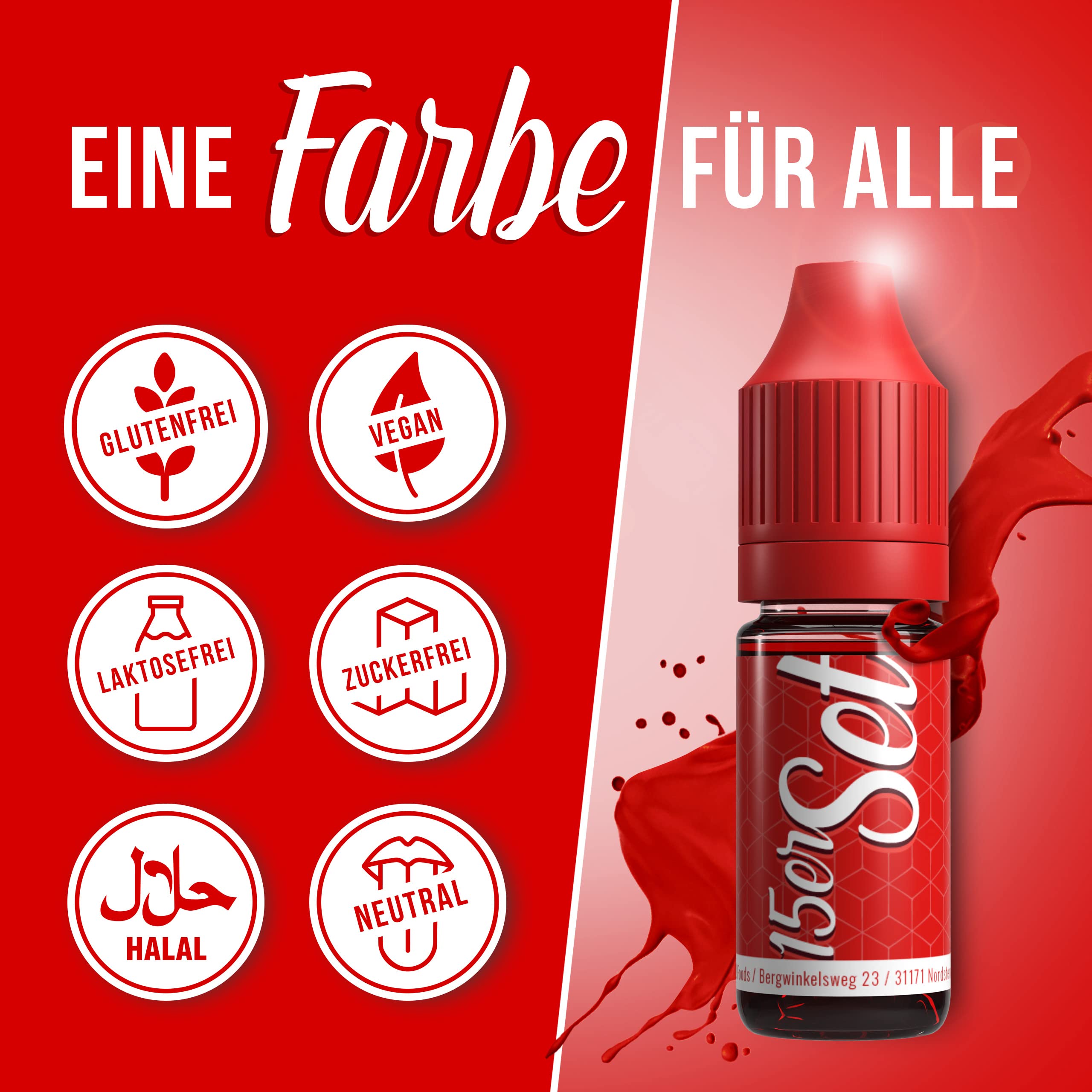 Belissia Lebensmittelfarbe Set – 8x10ml flüssig & hochkonzentriert – Lebensmittelechte Speisefarbe zum Backen, Kochen, Fondant & DIY - vegan, stark färbend, geschmacksneutral