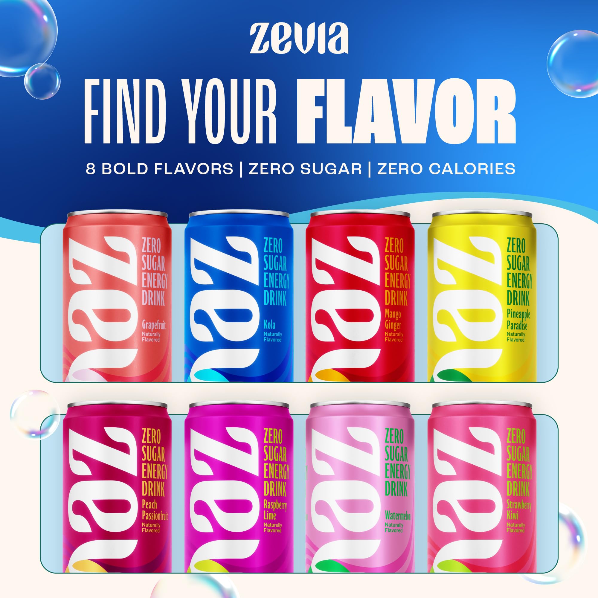 Zevia Zero Sugar Energy Drink, Classic Variety Pack, 12 oz Cans (12-Pack) – Naturally Sweetened, Non-GMO Project Verified, Gluten-Free, Vegan