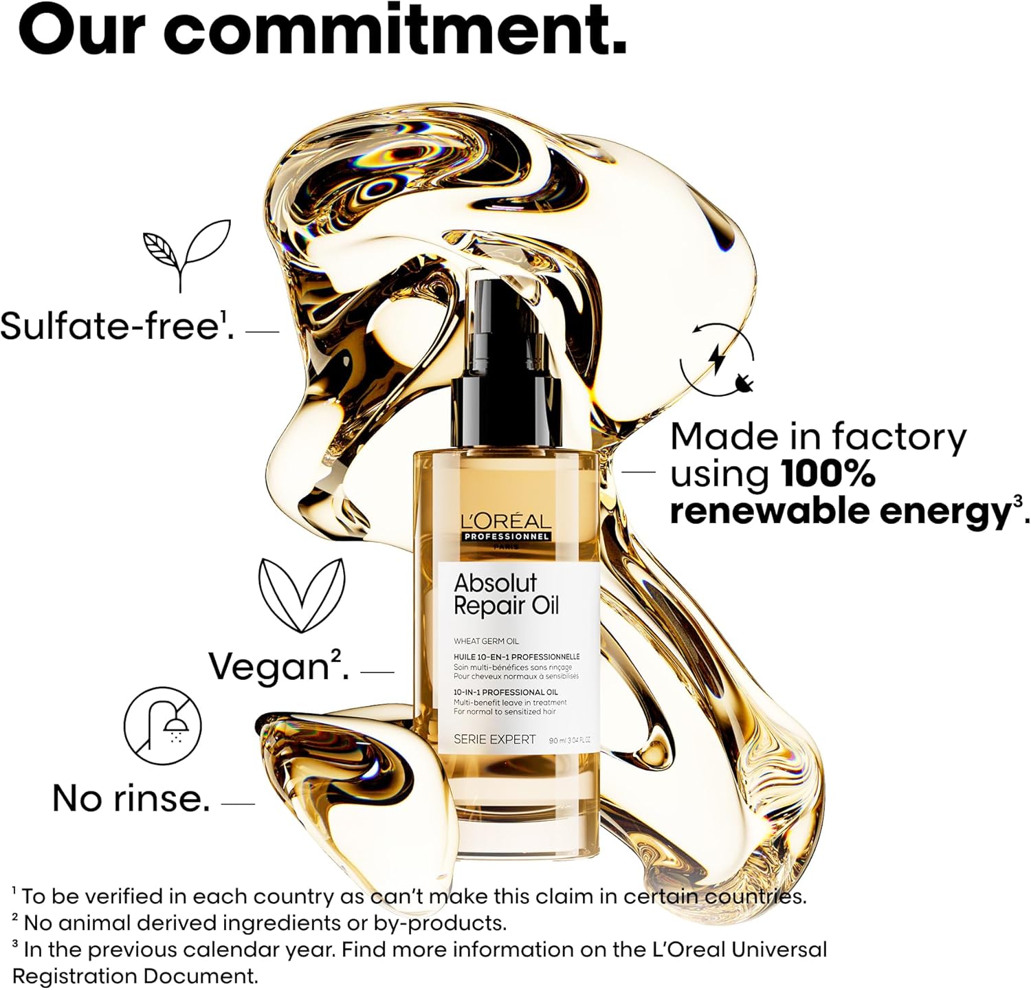 L’Oréal Professionnel | Absolut Repair Oil multi-benefit leave in treatment | For dry and damaged hair | | Repairs & Hydrates Dry, Damaged Hair | With Protein and Gold Quinoa | SERIE EXPERT | 90ml
