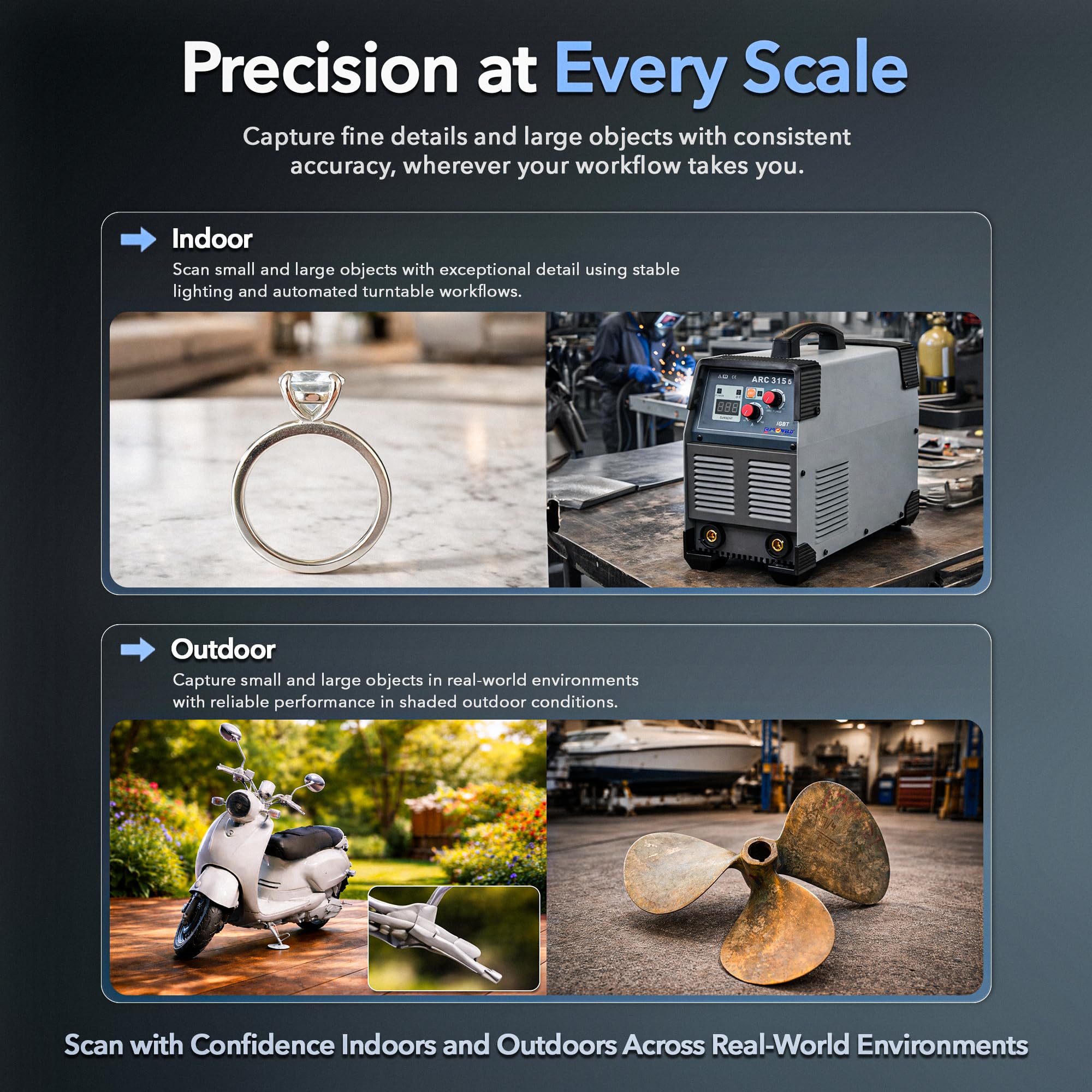 Matter and Form Three 3D Scanner – 33 Micron Accuracy, Autofocus 13MP Cameras, No Tracking Dots Needed, True-Life Color, Scan Jewelry to Car Engines, Compatible with Every Computer and OS