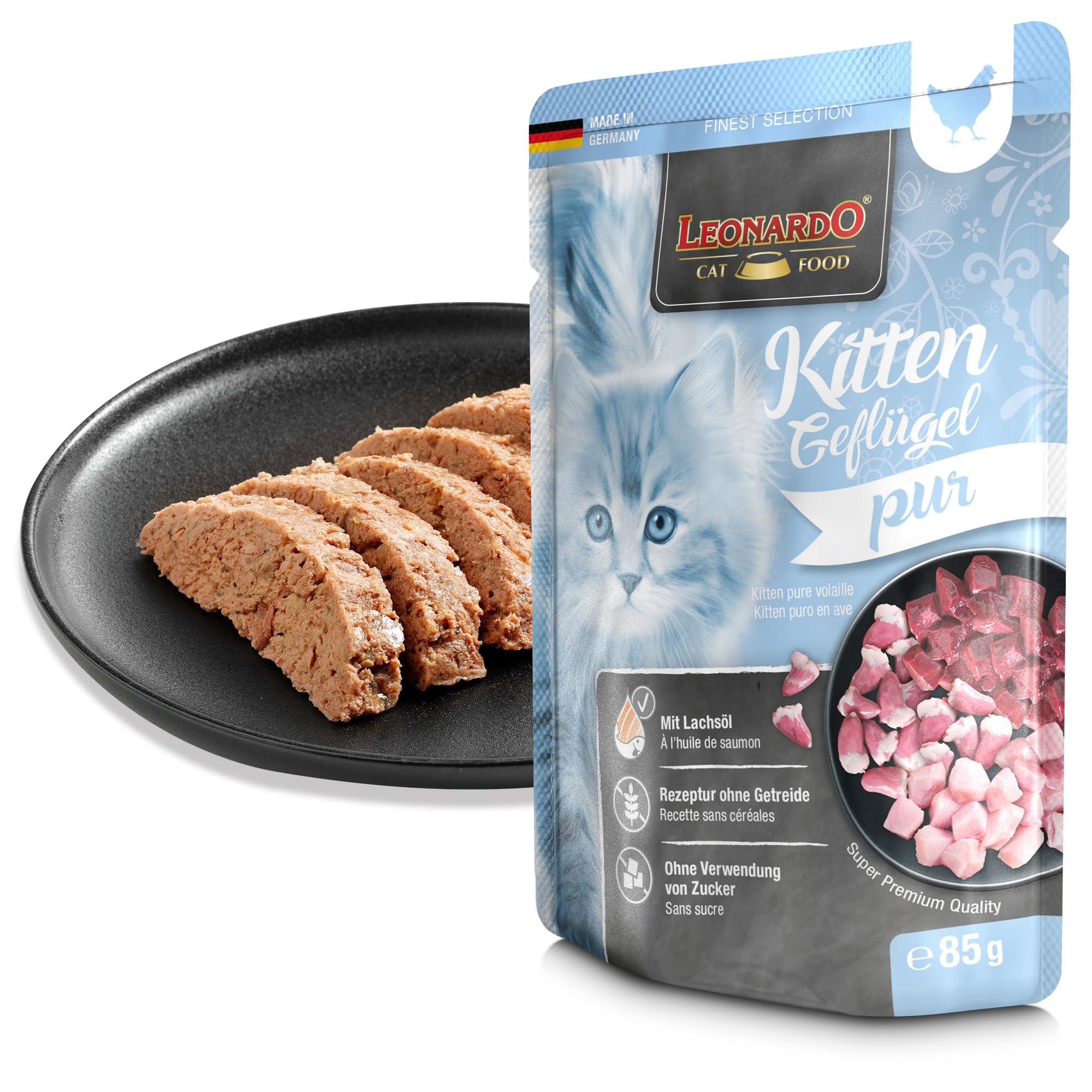 LEONARDO Frischebeutel [16x85g Kaninchen + Cranberries] | Getreidefreies Nassfutter für Katzen | Feuchtfutter Alleinfutter im Einzelportionsbeutel