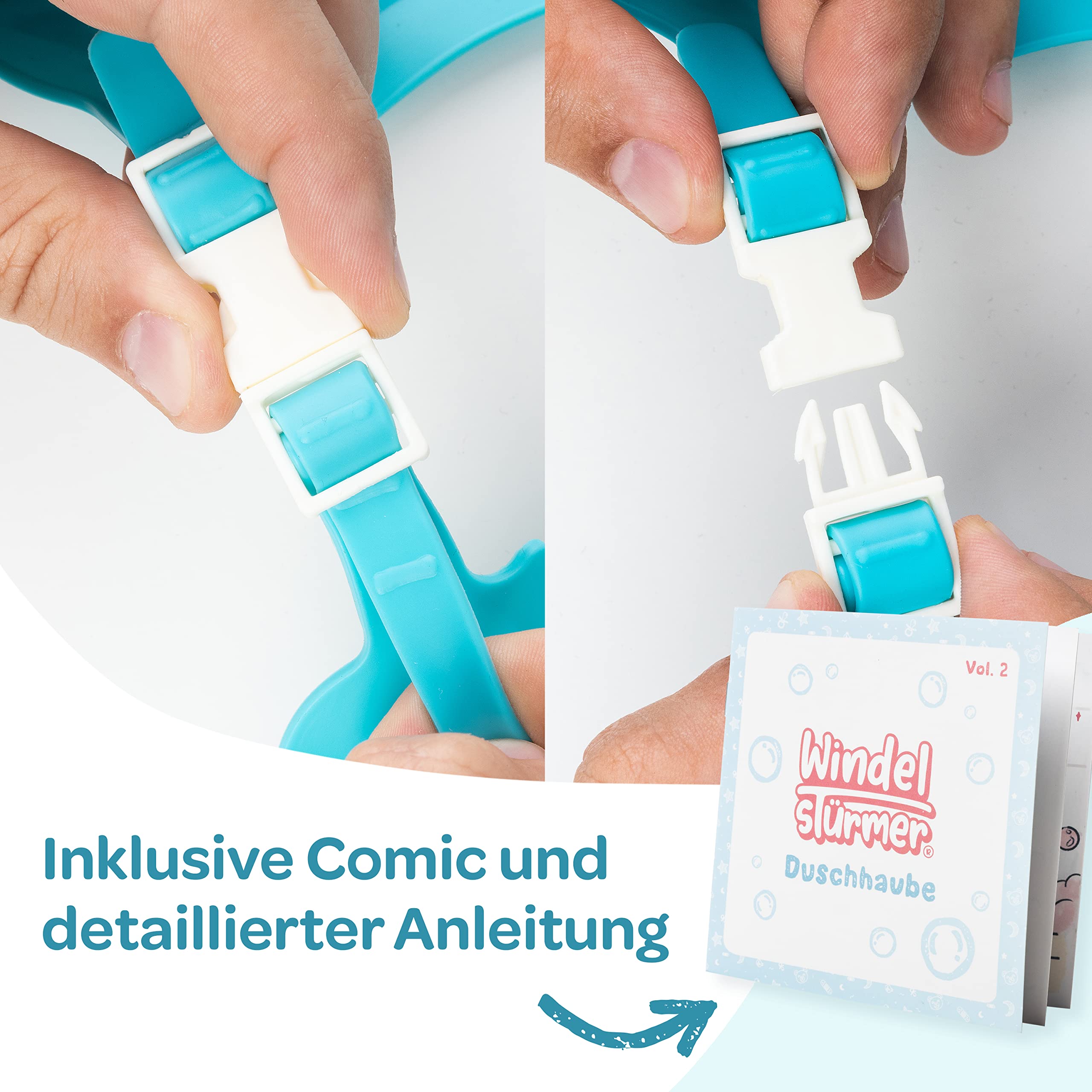 Duschhaube Kinder –- eine Duschhaube für sorgenfreies Haare waschen Kinderschutz (Blau)