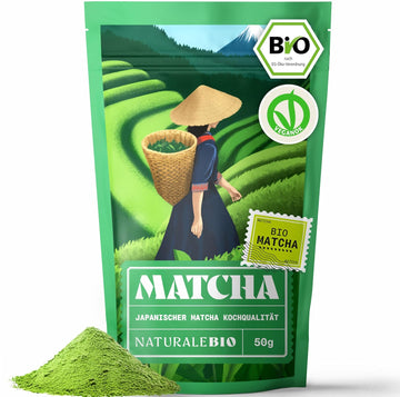NaturaleBio Matcha Tee Pulver Bio - Premium-Qualität - 100g. Original Green Tea aus Japan. Japanischer ideal zum Trinken. Grüntee für Latte, Smoothies Getränk. Hergestellt in Uji, Kyoto.