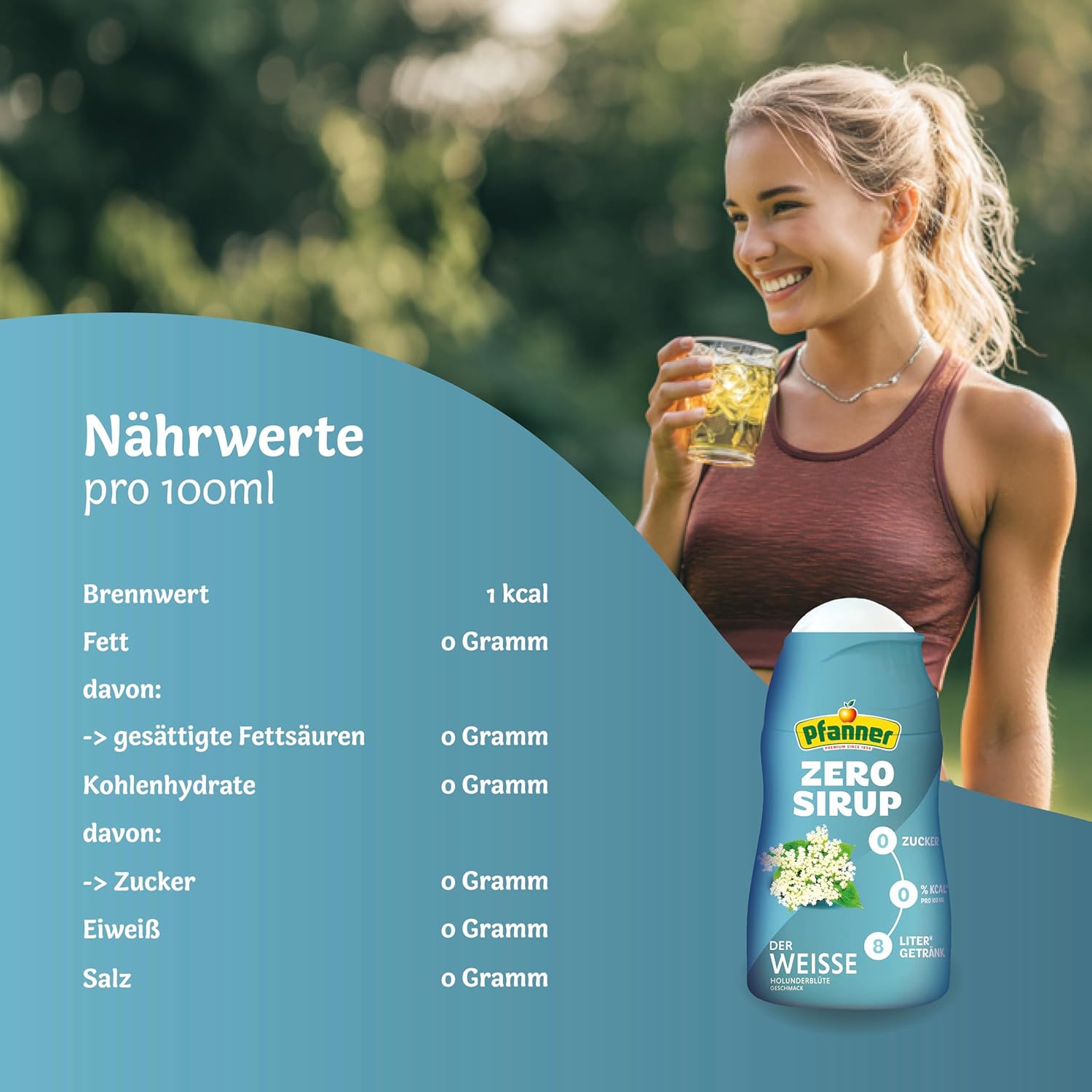 Pfanner Zero Sirup Ice Tea Pfirsich (1 x 57 ml) – Zuckerfreier Getränkesirup für 8 L Eistee – kalorienfrei & ohne Zucker – Pfanner Eistee Geschmack