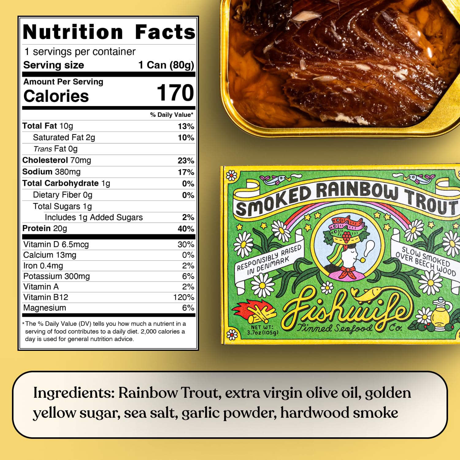 Fishwife Smoky Trio 3-Pack (Smoked Rainbow Trout, Smoked Salmon, Smoked Mackerel) | Gluten-Free, High Protein, Omega-3s | Hand-Packed