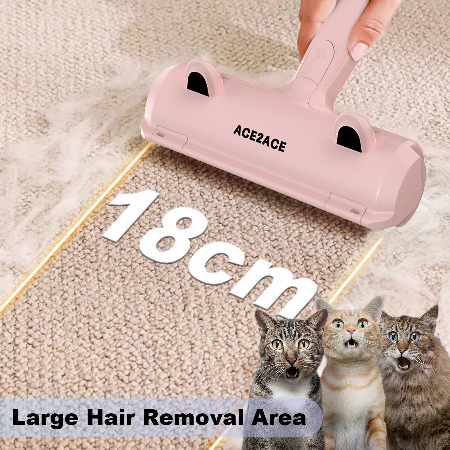 ACE2ACE Tierhaarentferner Fusselrolle, Fusselrolle für Hundehaare und Katzenhaare Wiederverwendbar, Fusselbürste für Tierhaar, für Sofa, Bett, Teppich, Kratzbaum, weiß