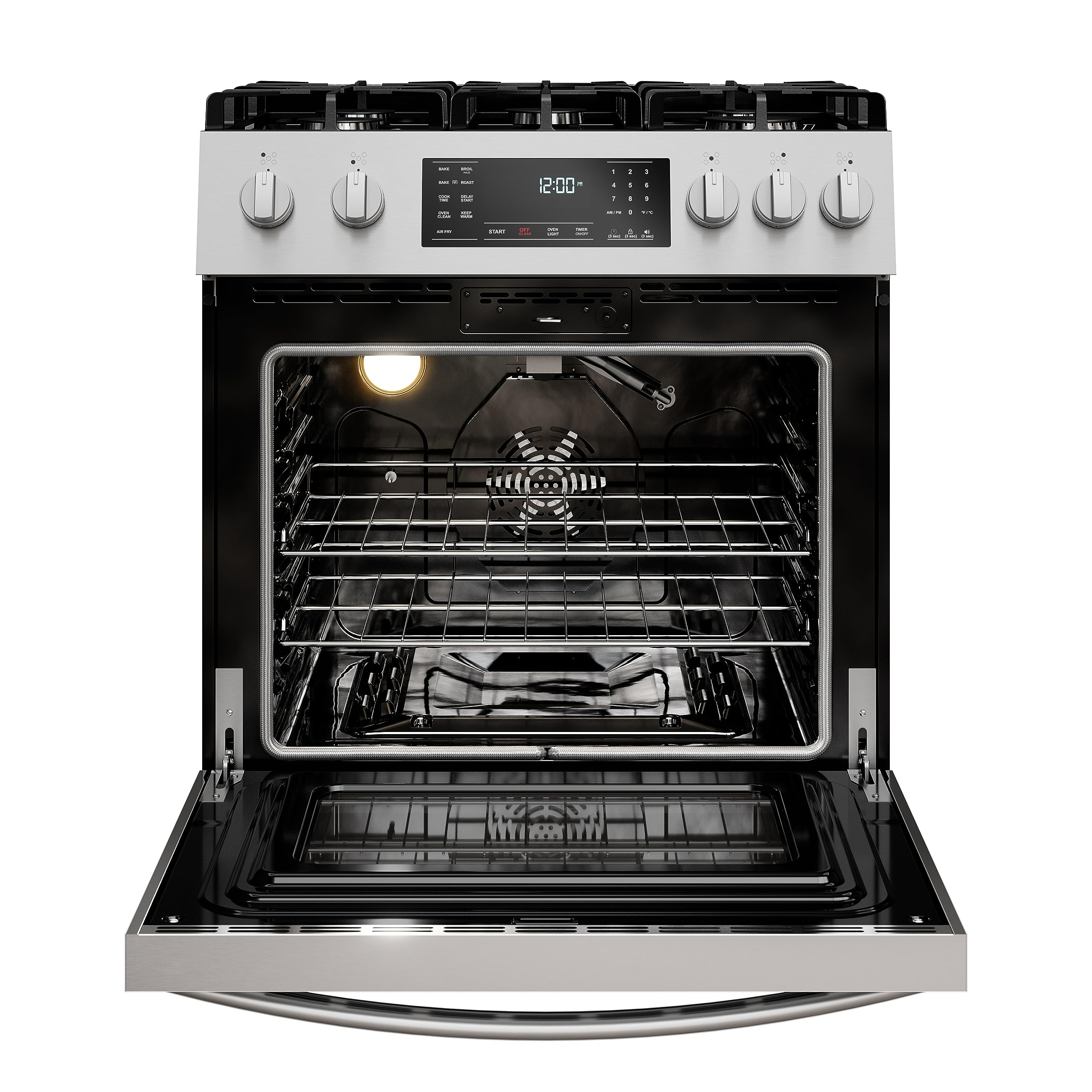 Kenmore Front Control Electric Range Oven with 5 Cooktop Elements with 7 Cooking Power Options, True Convection, Steam and Self Clean, Freestanding Oven, 4.8 cu. ft. Capacity Stainless Steel