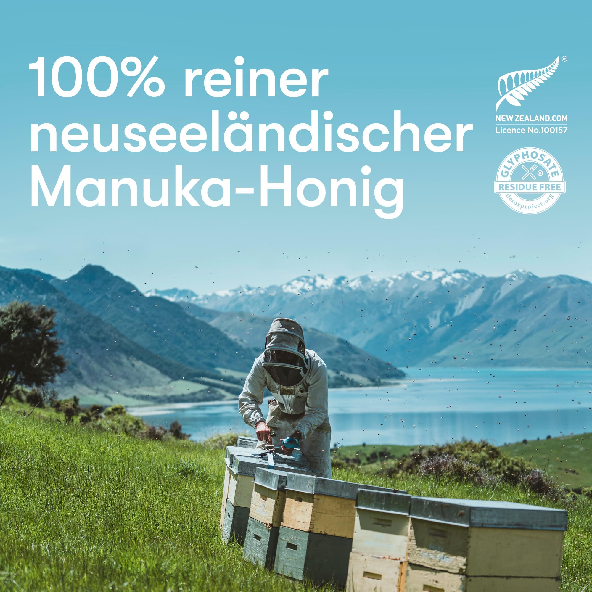 New Zealand Honey Co. Manuka Honig MGO 829+ / UMF 20+ | Aktiv und Roh - Hergestellt in Neuseeland - Zertifiziertem Methylglyoxal Gehalt - 250g - Raw Honey - Rohhonig