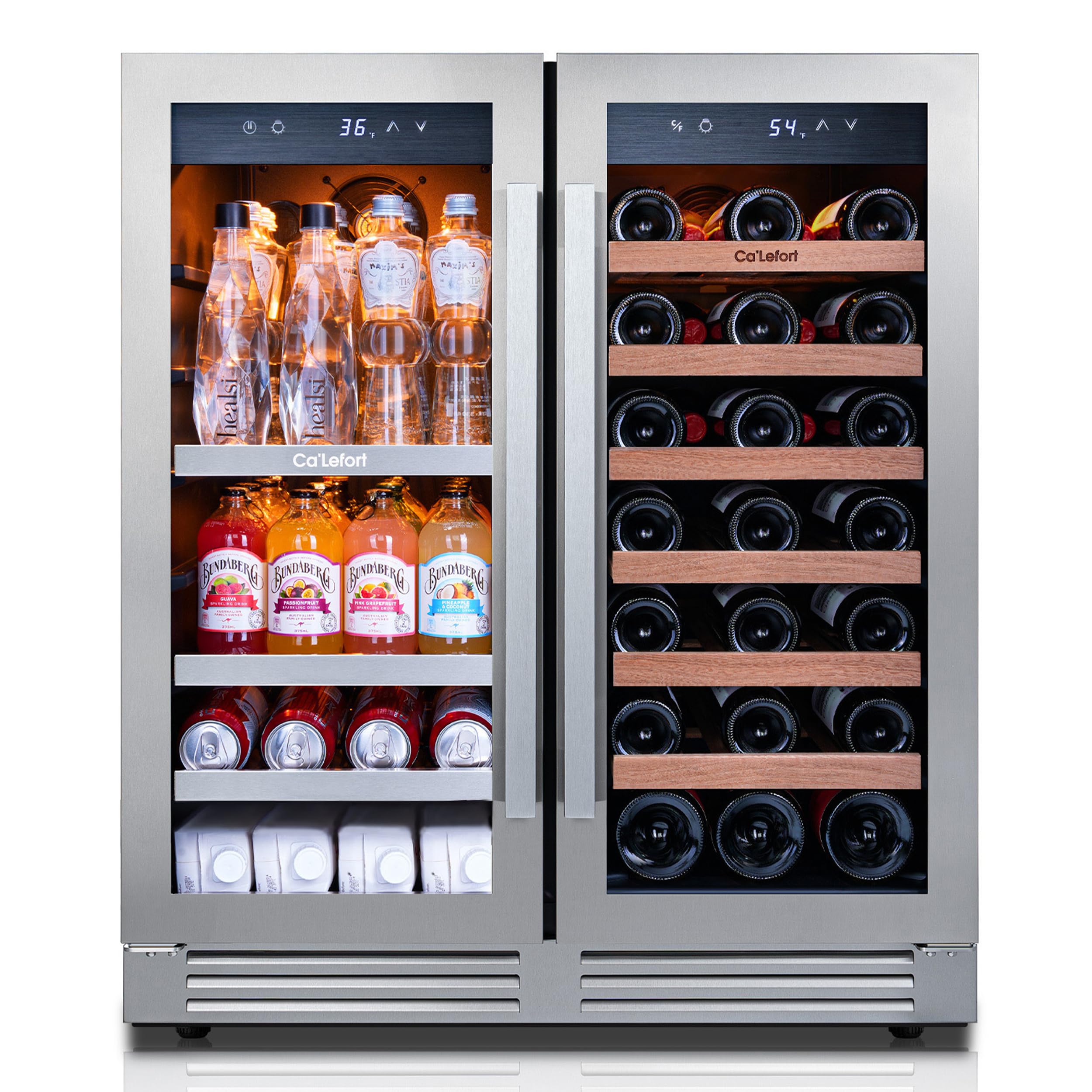 Ca'Lefort 15 Inch Wine Fridge, 33 Bottle Wine Cooler Refrigerator, 40-65°F Wine Refrigerator Glass Door, 3 LED Wine Fridge, Built-in or Freestanding Fridge for Home/Bar/Kitchen (3.0 cu.ft)