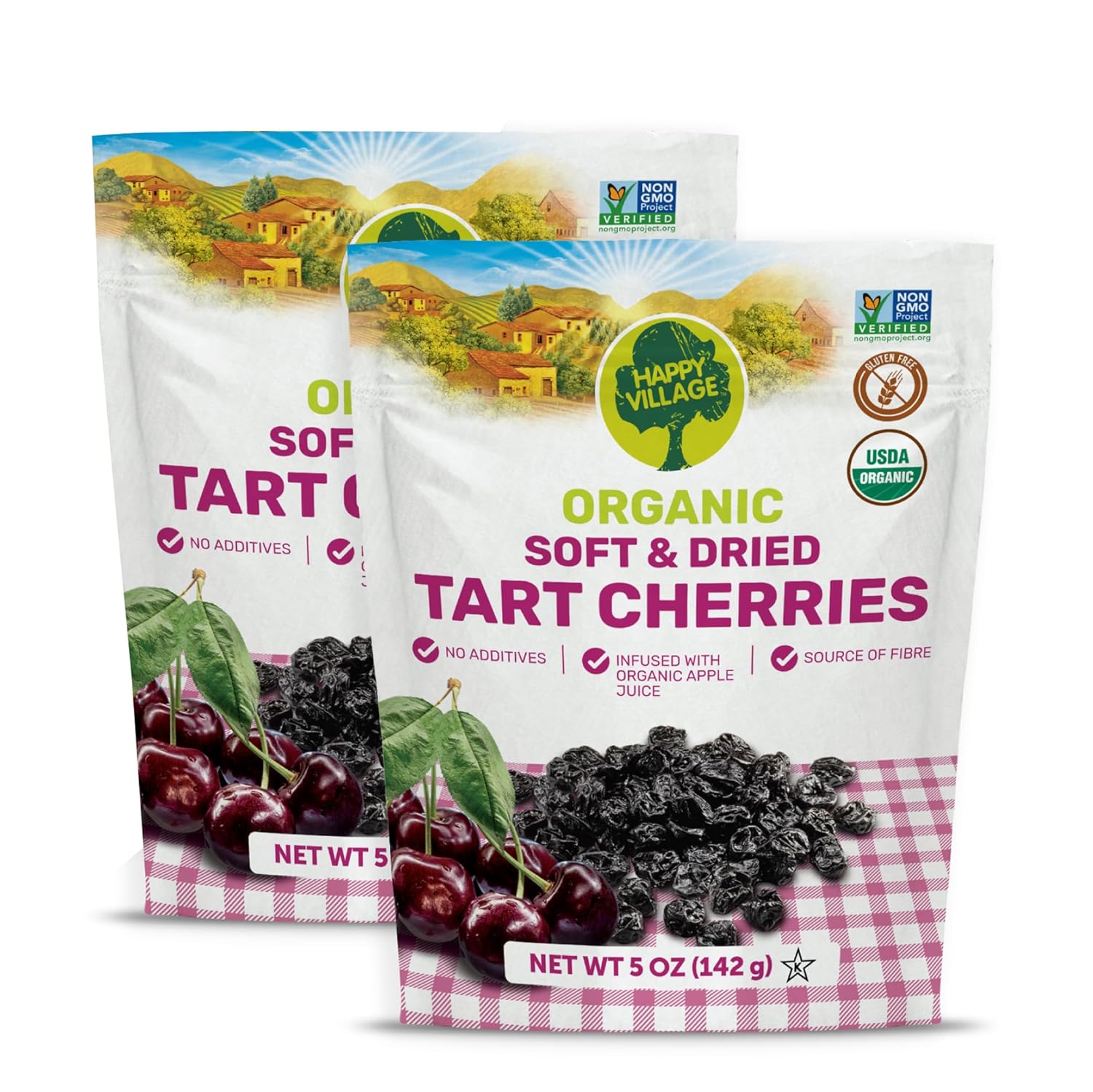 Happy Village Organic Whole Dried Strawberries, 18 OZ Resealable Pack - Soft & Juicy, Kosher, Non-GMO, No Refined Sugar, Apple Juice Infused Dried Strawberry