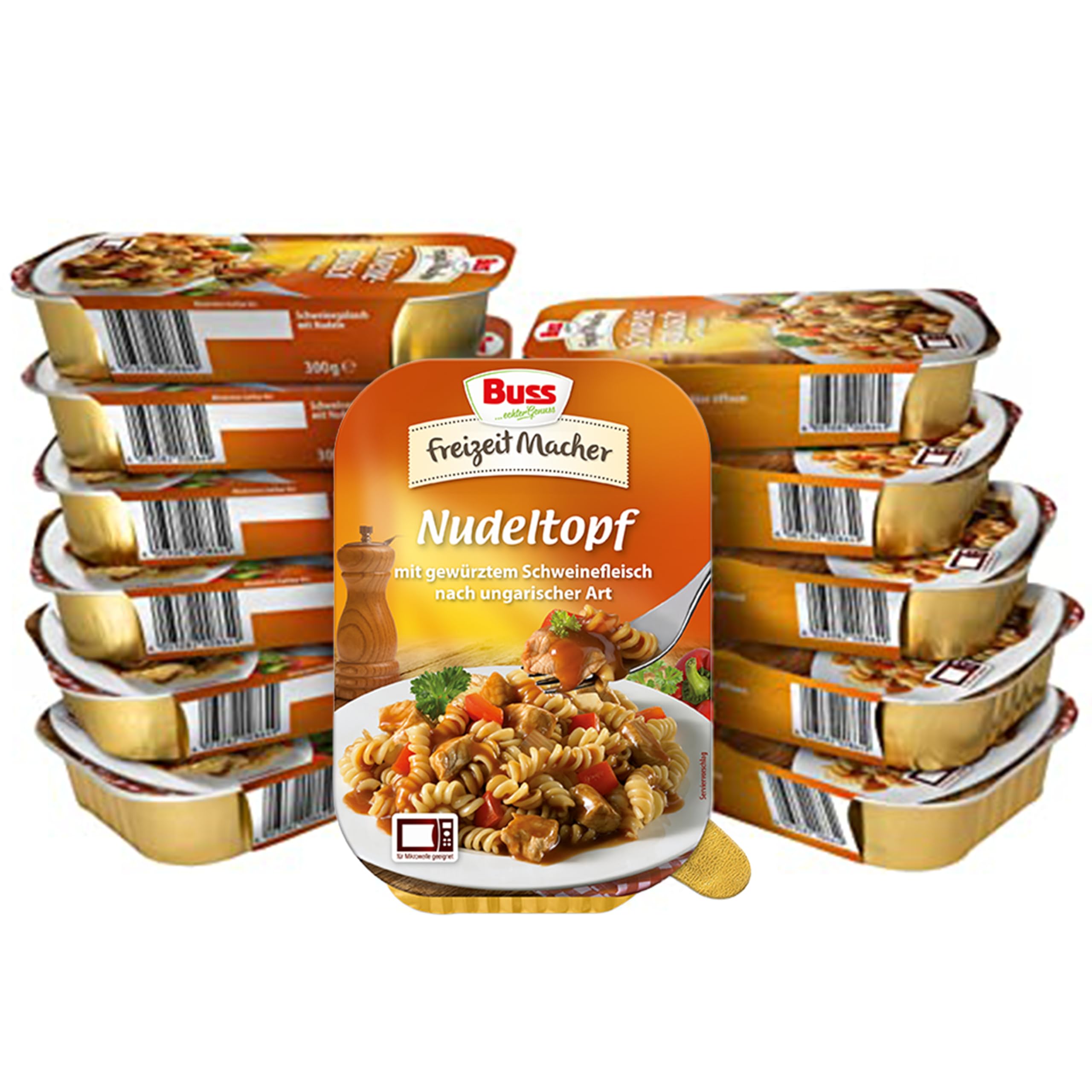 Buss Freizeitmacher Traditioneller Grünkohl Eintopf mit Kartoffeln und Mettenden - Fertiggerichte zum Aufwärmen in Mikrowelle & Topf - Schnell & Einfach Zubereitet - 12 x 300g