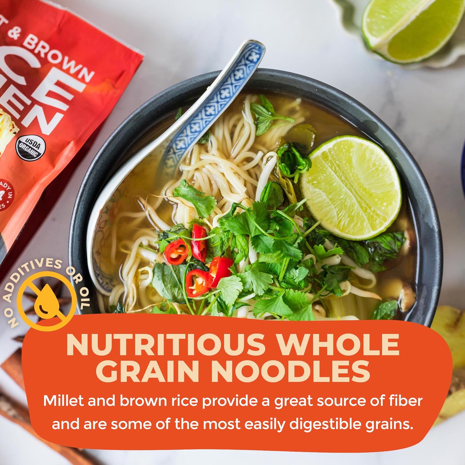 Lotus Foods Organic Millet & Brown Rice Ramen - Gluten Free Ramen Noodles, Whole Grain Ramen Noodles, Organic Vegan Ramen, Low Sodium Rice Noodles, Organic, Gluten-Free, Vegan - 10 Oz Bags (Pack of 3)