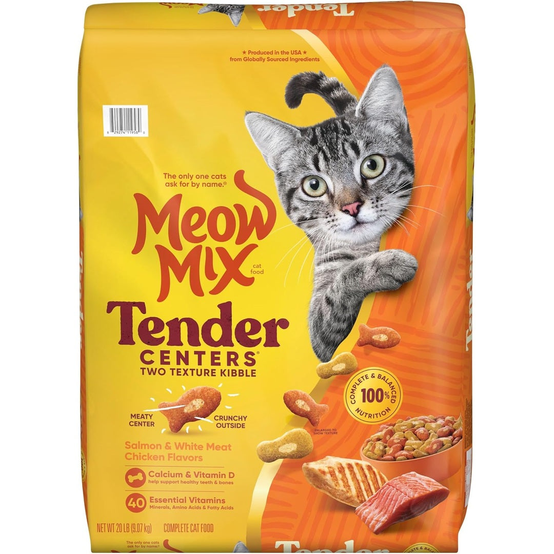 Meow Mix Tender Centers Salmon & Chicken Flavors, Dry Cat Food, 20 Pound Bag