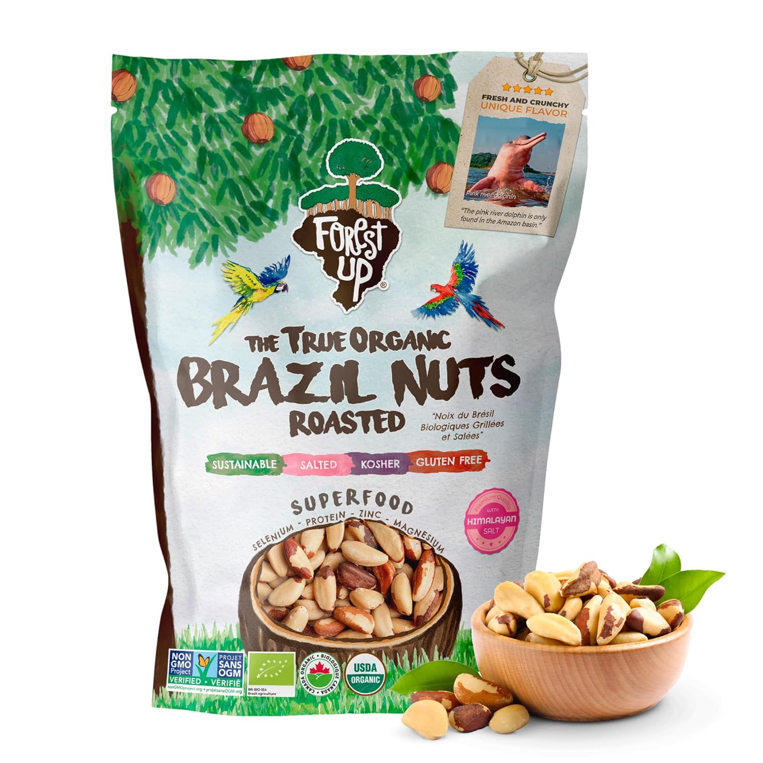 Snack The True Organic Brazil Nuts 15 oz – Raw and Unsalted – Kosher – Healthy – Rich in Vegetable Protein – Harvested in Amazon Rainforest – Fresh, Vegan, and Gluten Free – Forest Up