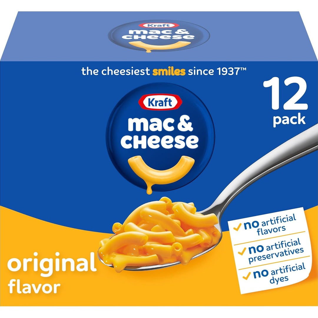 Kraft Mac and Cheese, 12 Boxes, for Easy Dinner or Dinner Sides, Original Flavor, No Artificial Flavors, Preservatives or Dyes, 7.25 oz