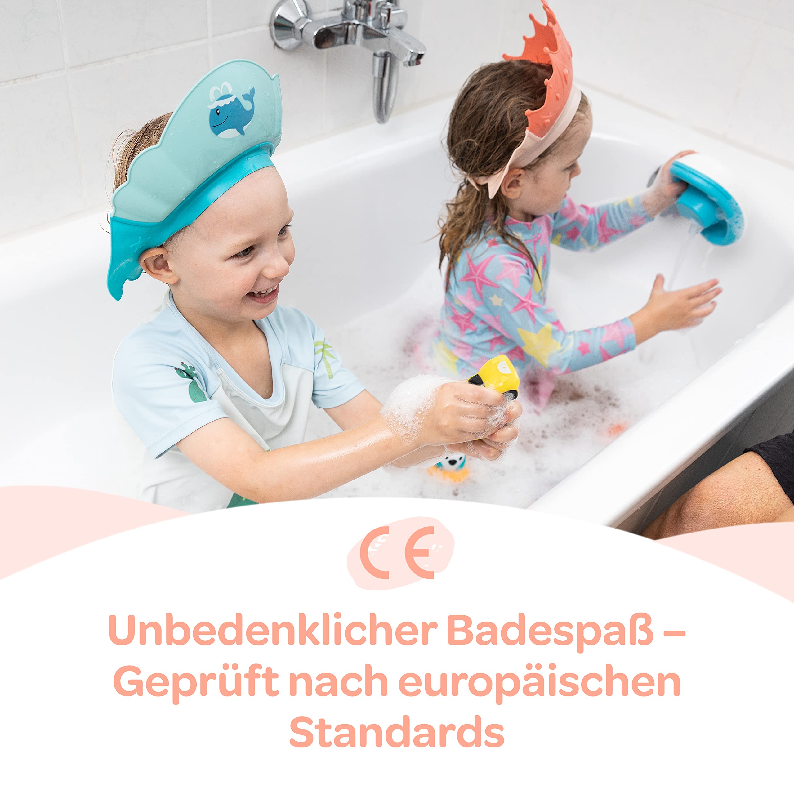 Duschhaube Kinder –- eine Duschhaube für sorgenfreies Haare waschen Kinderschutz (Blau)
