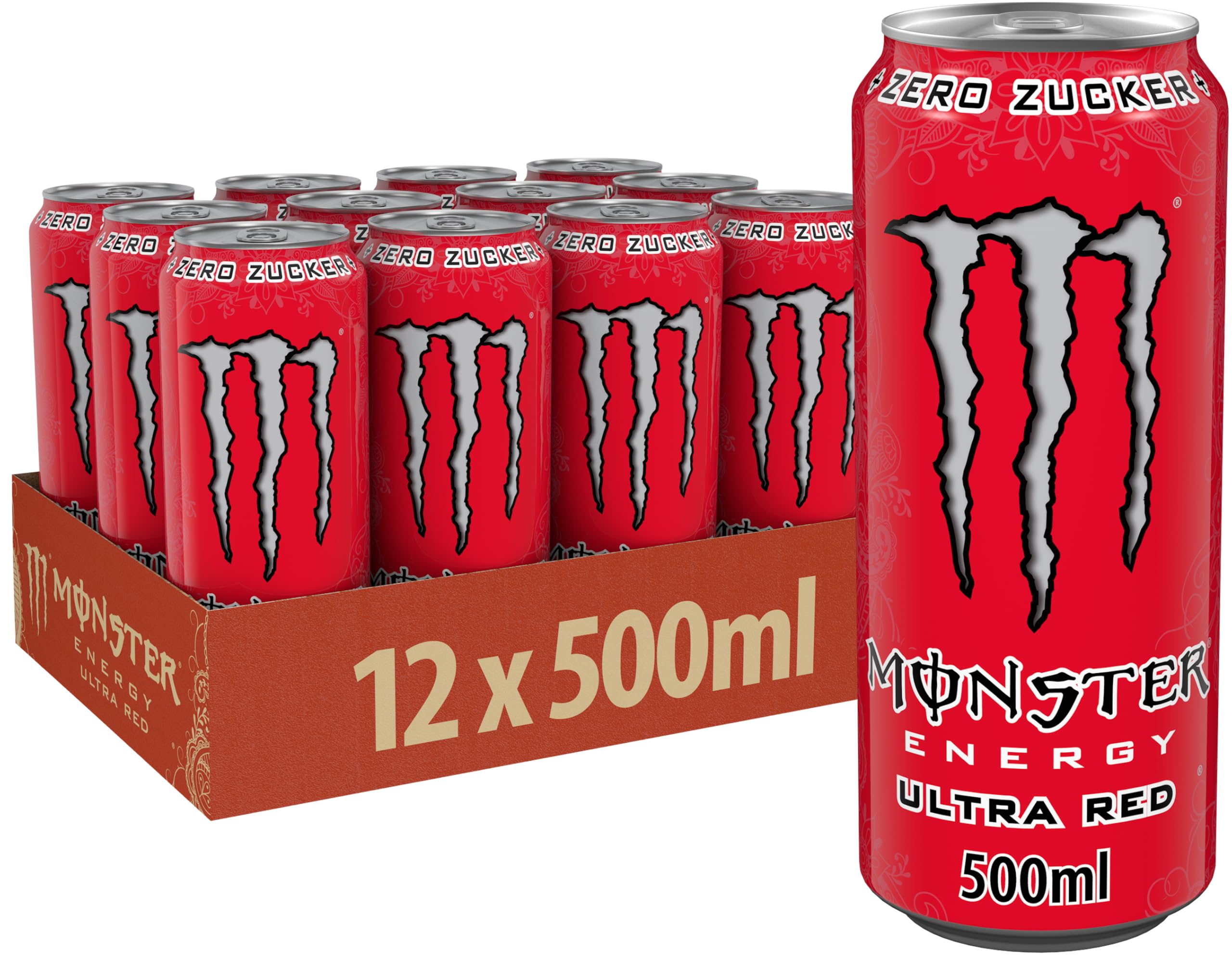 Monster Energy Ultra Fiesta - koffeinhaltiger Energy Drink mit leichtem Mango-Geschmack - ohne Zucker und ohne Kalorien - in praktischen Einweg Dosen (12 x 500 ml)