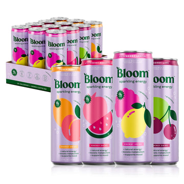Bloom Nutrition Sparkling Energy Drink - Variety Pack with Green Coffee Bean, Green Tea Extract, 12oz 12 Pack