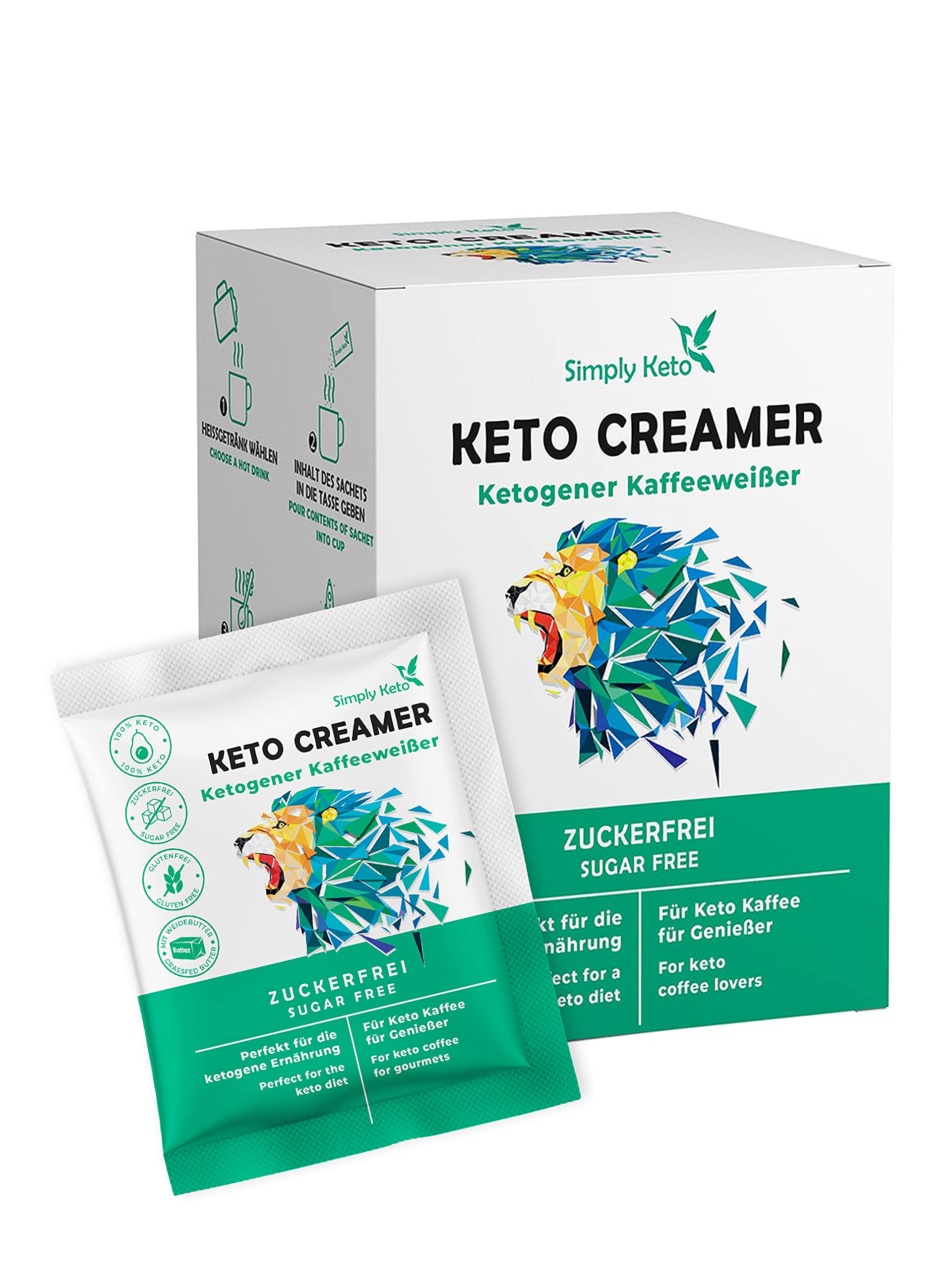 Simply Keto Keto Creamer Vorratsdose 450g - Ohne Zuckerzusatz ketogener Kaffeeweißer für leckeren Milchkaffee - Mit Kokosöl & Weidebutter - Ohne Zucker & Kohlenhydrate - Optimiert für Geschmack