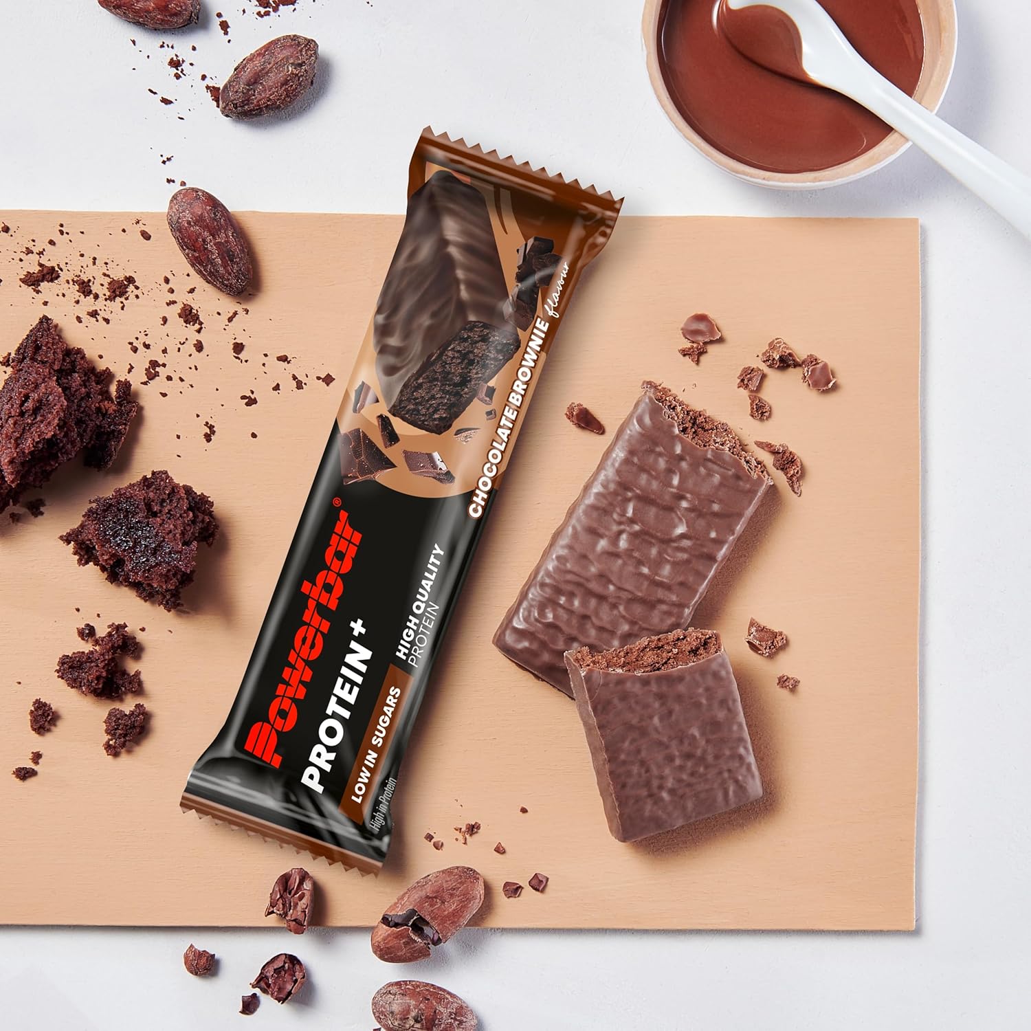 Powerbar - Protein Plus - Low Sugar - Chocolate-Brownie - 30x35g - Riegel mit nur 107 Kcal - Fitnessriegel mit Ballaststoffen