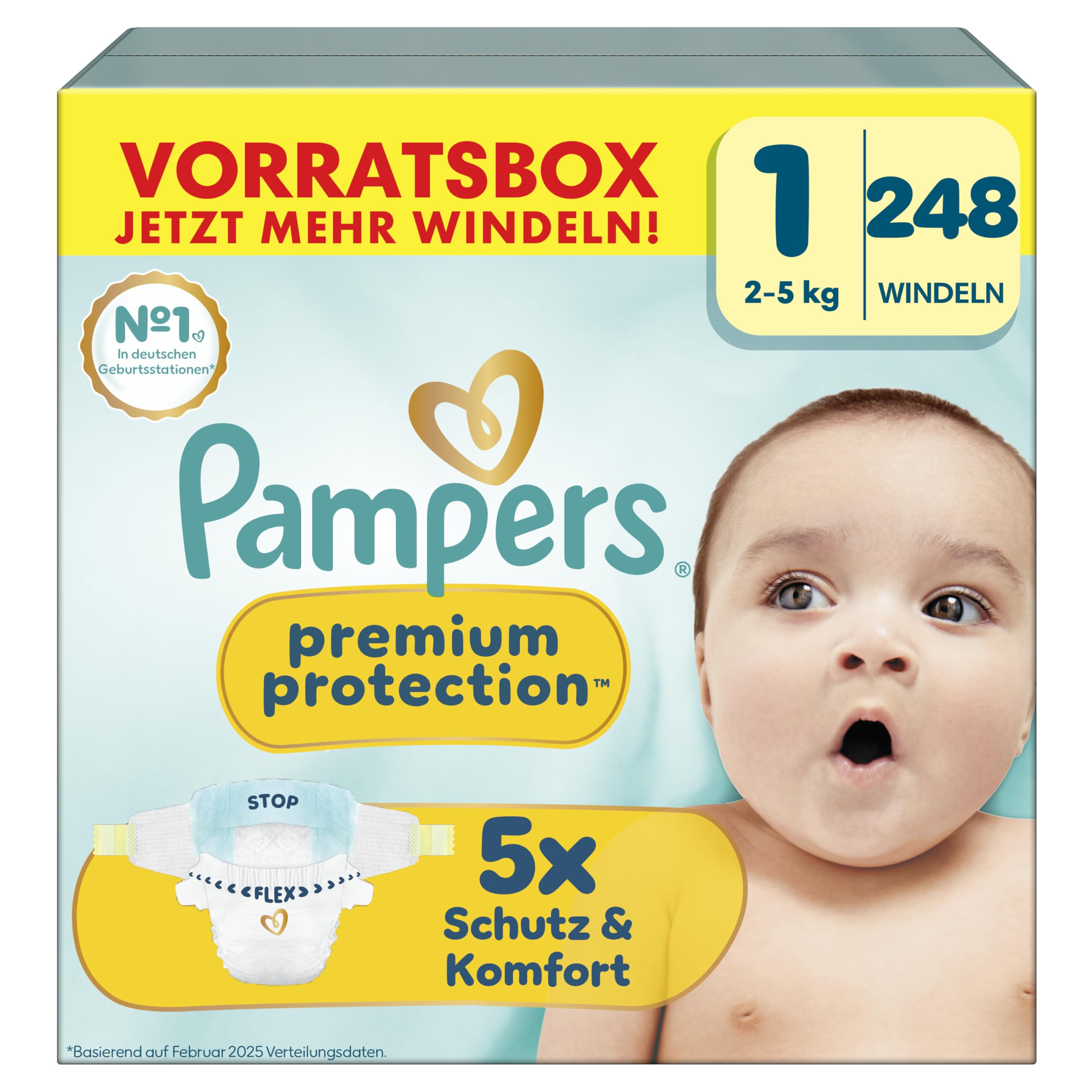 Pampers Premium Protection Größe 4, 186 Windeln, 9kg-14kg, unser Nr. 1 Haut- und Auslaufschutz
