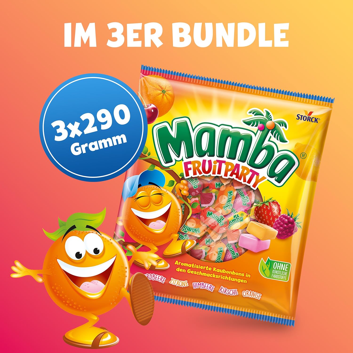 Mamba Beach Mix – 1 x 160g – Fruchtige Kaubonbons mit Mamba Beach Surfer, Mamba Beach Sticks & Mamba Beach Bites – Fruchtgummi Mix einzeln verpackt