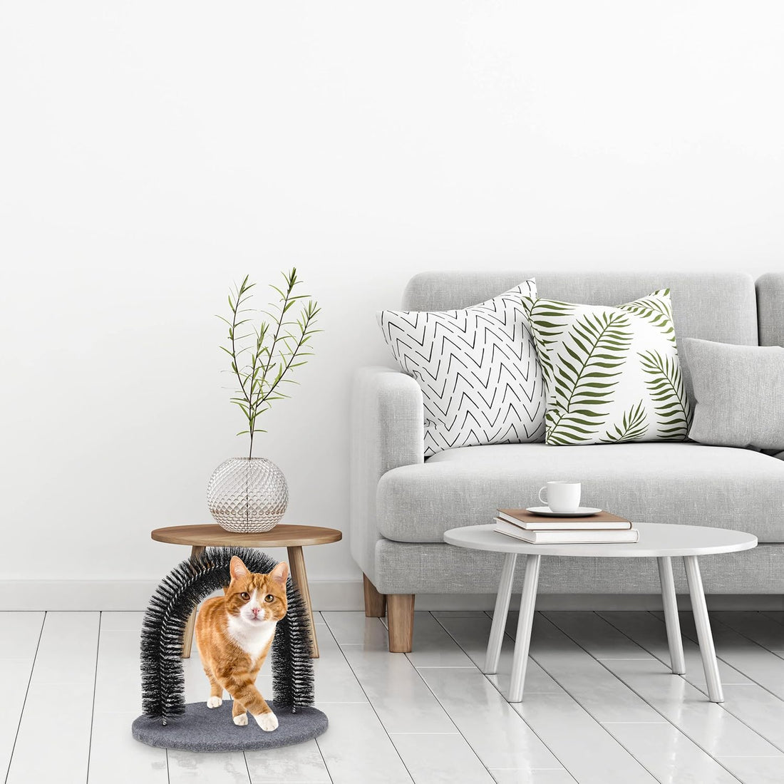 Relaxdays Enthaarungsbogen, Inkl. Katzenminze, Fellpflegebogen, Wellness Katzenbogen, für alle Haarlängen, schwarz, 1 Stück (1er Pack)