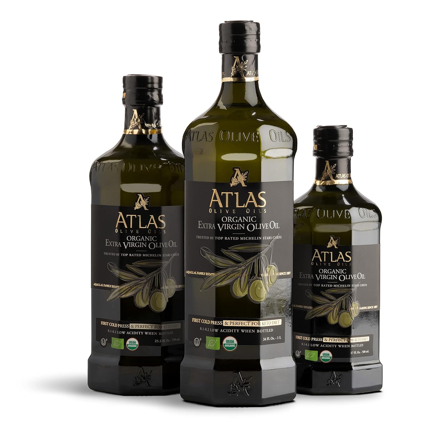Atlas 1 LT Cold Press Extra Virgin Olive Oil with Polyphenols from Morocco | Newly Harvested Unprocessed from a Single Family Farm | Moroccan Organic EVOO Trusted by Award-Winning Chefs