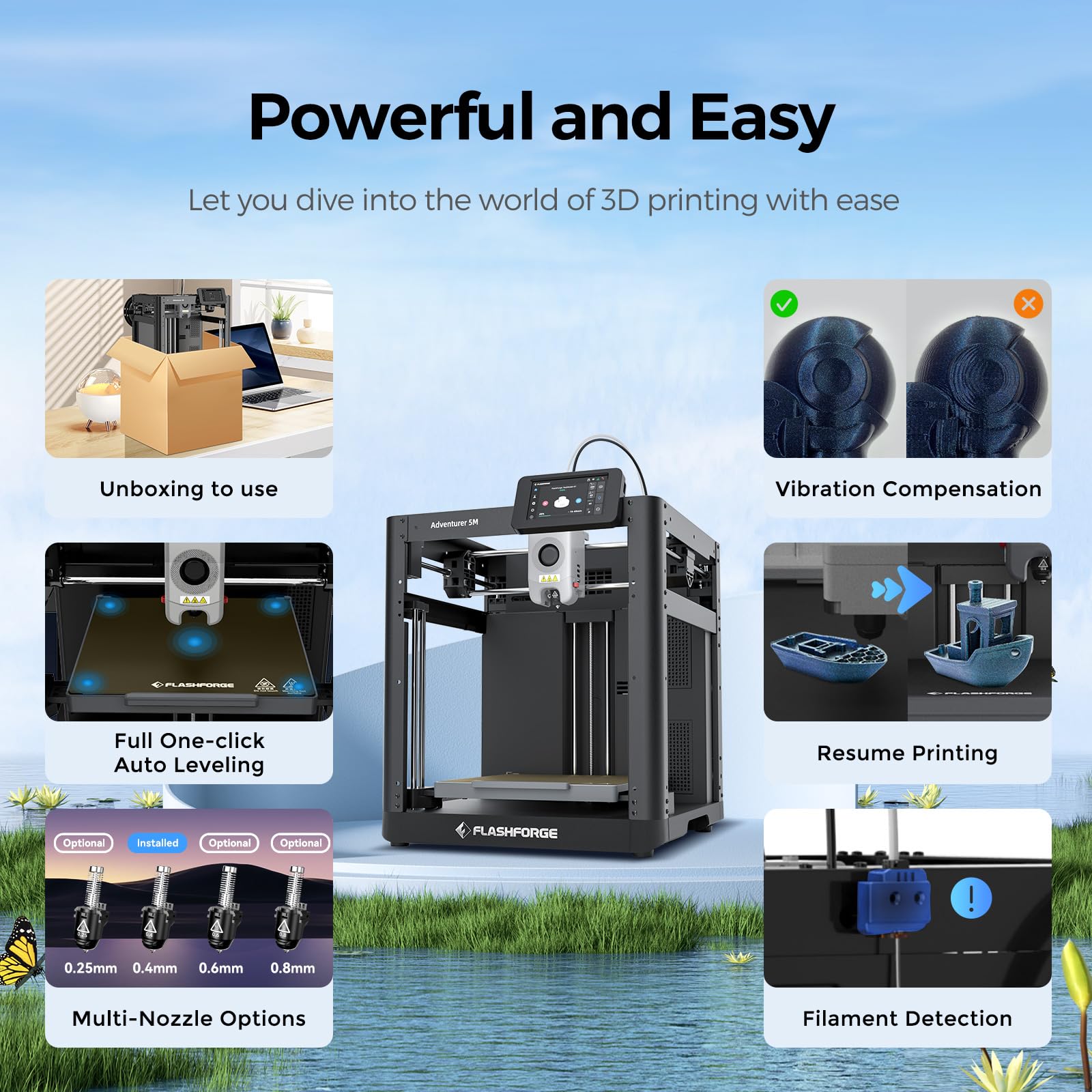 FLASHFORGE AD5X 3D Printer,Multi-Color Printing, 220x220x220mm Build Volume