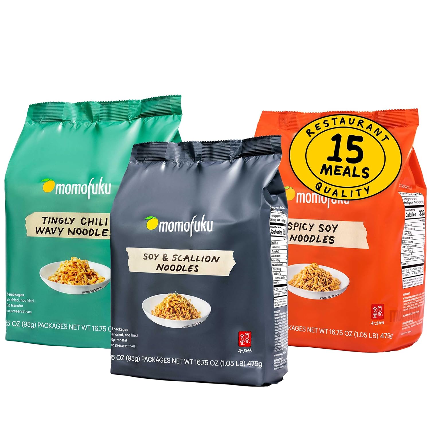 Momofuku Ramen Noodle Spicy Variety Pack by David Chang, 12 Meals of Air-Dried Instant Noodles with Spicy Sauce