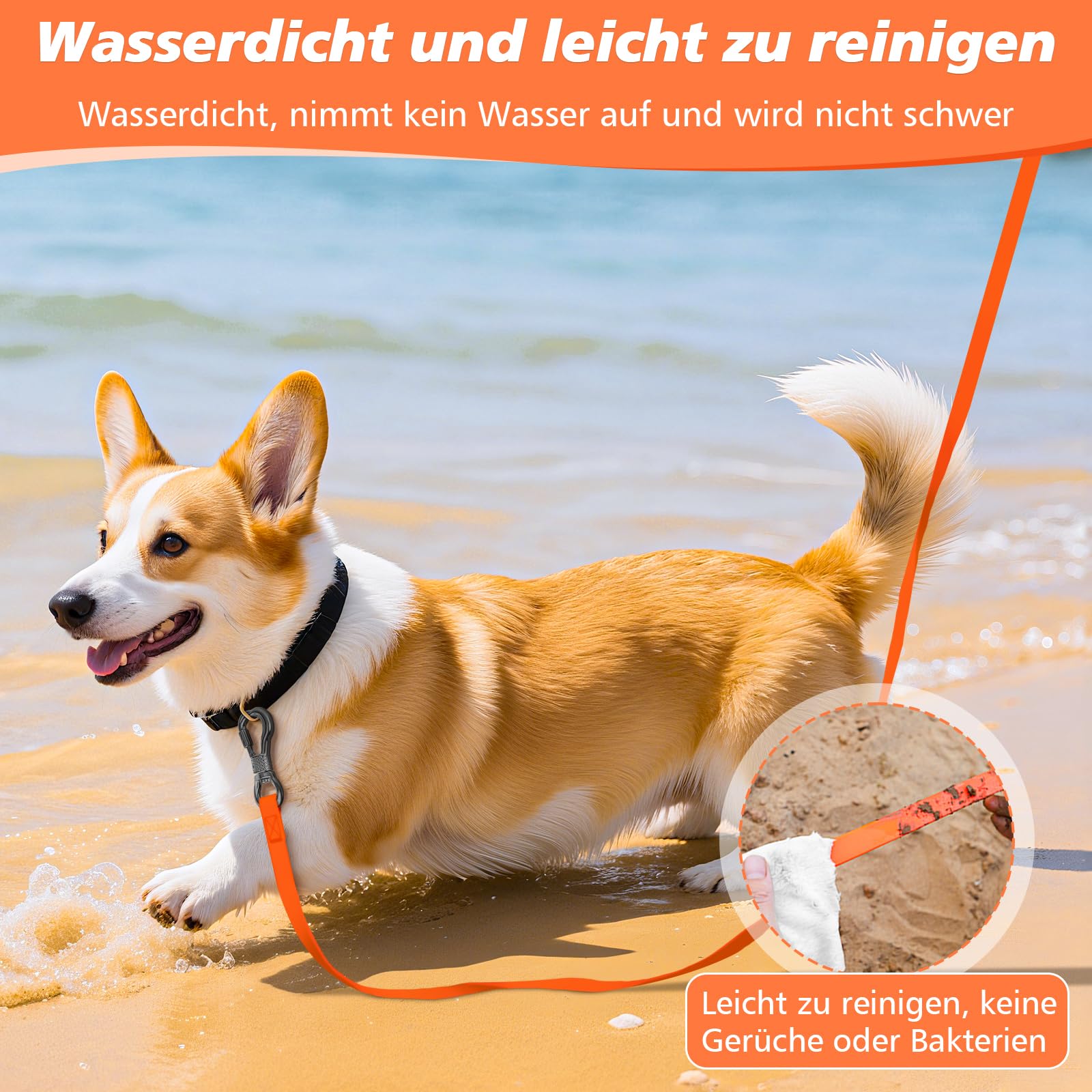 X XBEN Wasserdicht Schleppleine für Hunde,3M 5M 10M 15M 20M 30M Gummierte Schleppleine mit Abschließbarer Karabine,Wasserfest Hundeleine Laufleine für Große bis Kleine Hunde,Robuste Trainingsleine