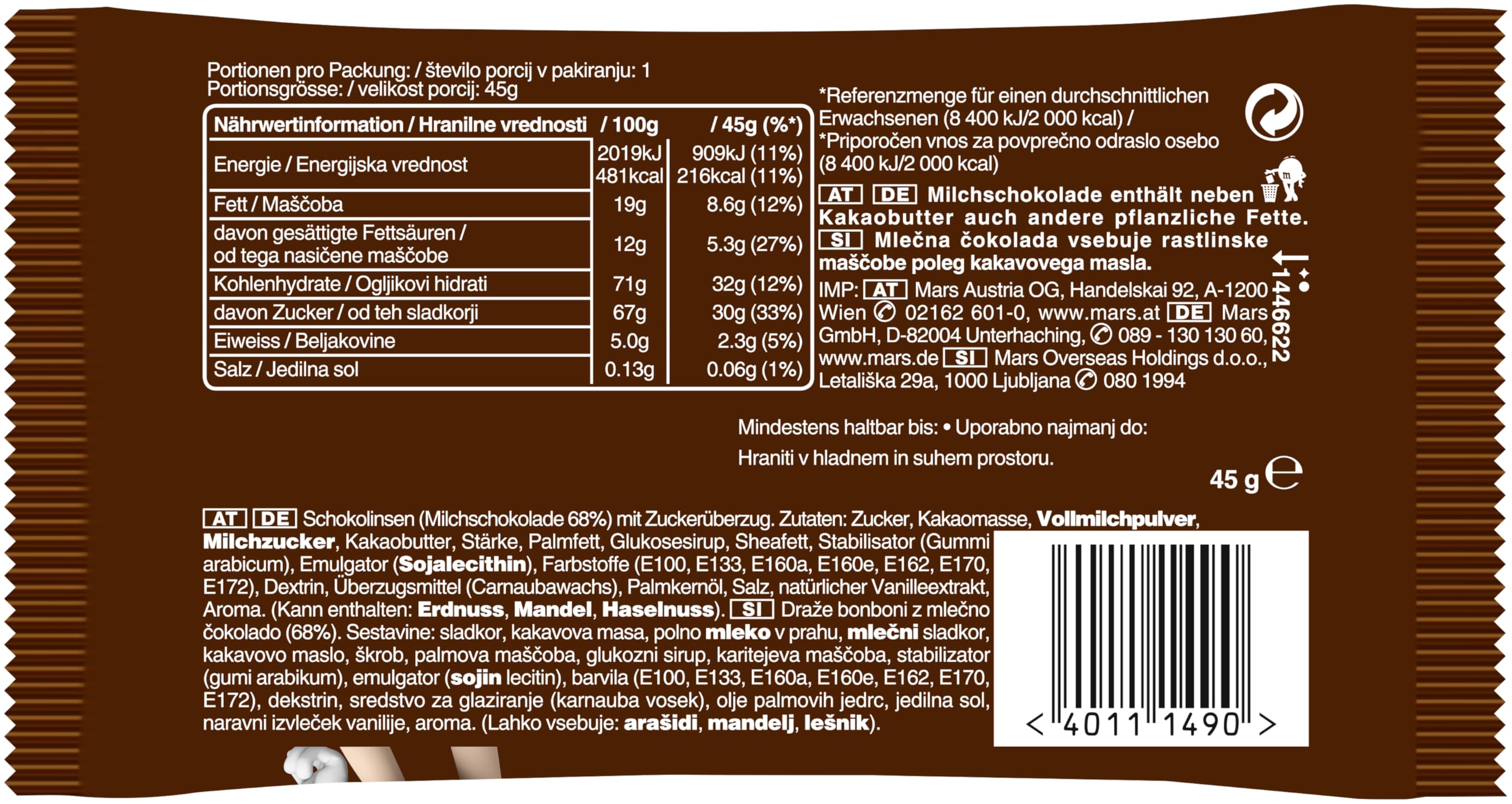 M&M's Crispy, Schokoladen Großpackung, 24 x 36g, Knusprige Schokolinsen als Süßigkeiten, Schokoladen Geschenk (816g)