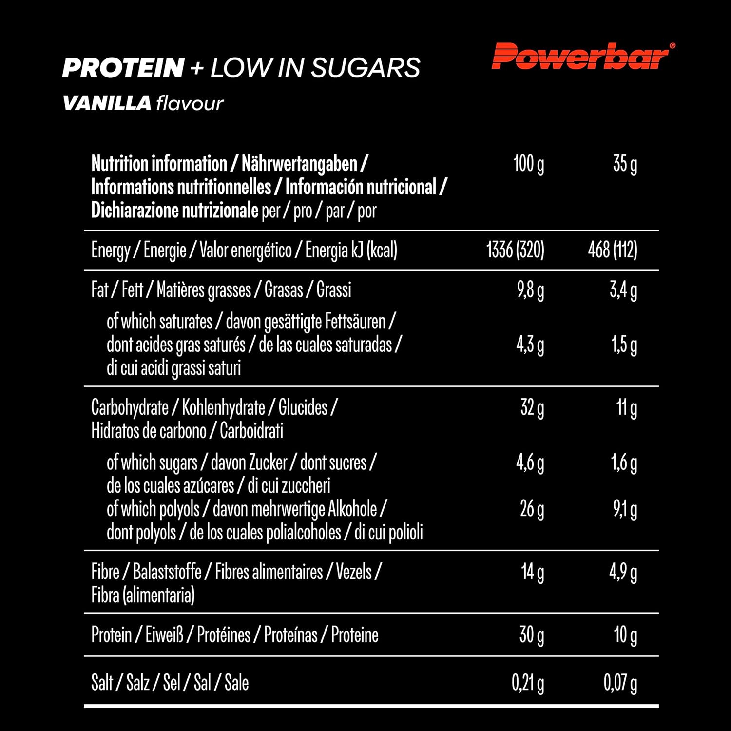 Powerbar - Protein Plus - Low Sugar - Chocolate-Brownie - 30x35g - Riegel mit nur 107 Kcal - Fitnessriegel mit Ballaststoffen