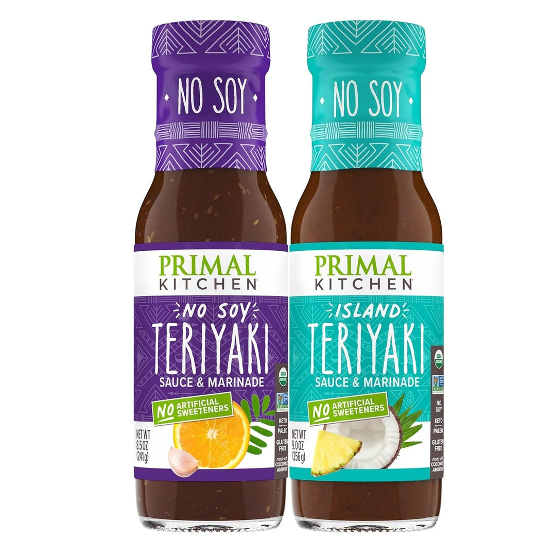 Primal Kitchen No Soy Teriyaki Sauce Variety 2-Pack, Made with Real Ingredients, Includes 1 Island Teriyaki & 1 Original Teriyaki