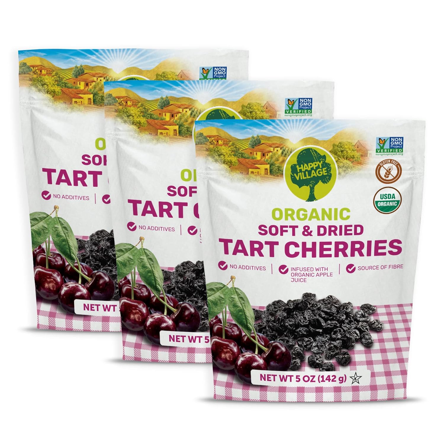 Happy Village Organic Whole Dried Strawberries, 18 OZ Resealable Pack - Soft & Juicy, Kosher, Non-GMO, No Refined Sugar, Apple Juice Infused Dried Strawberry