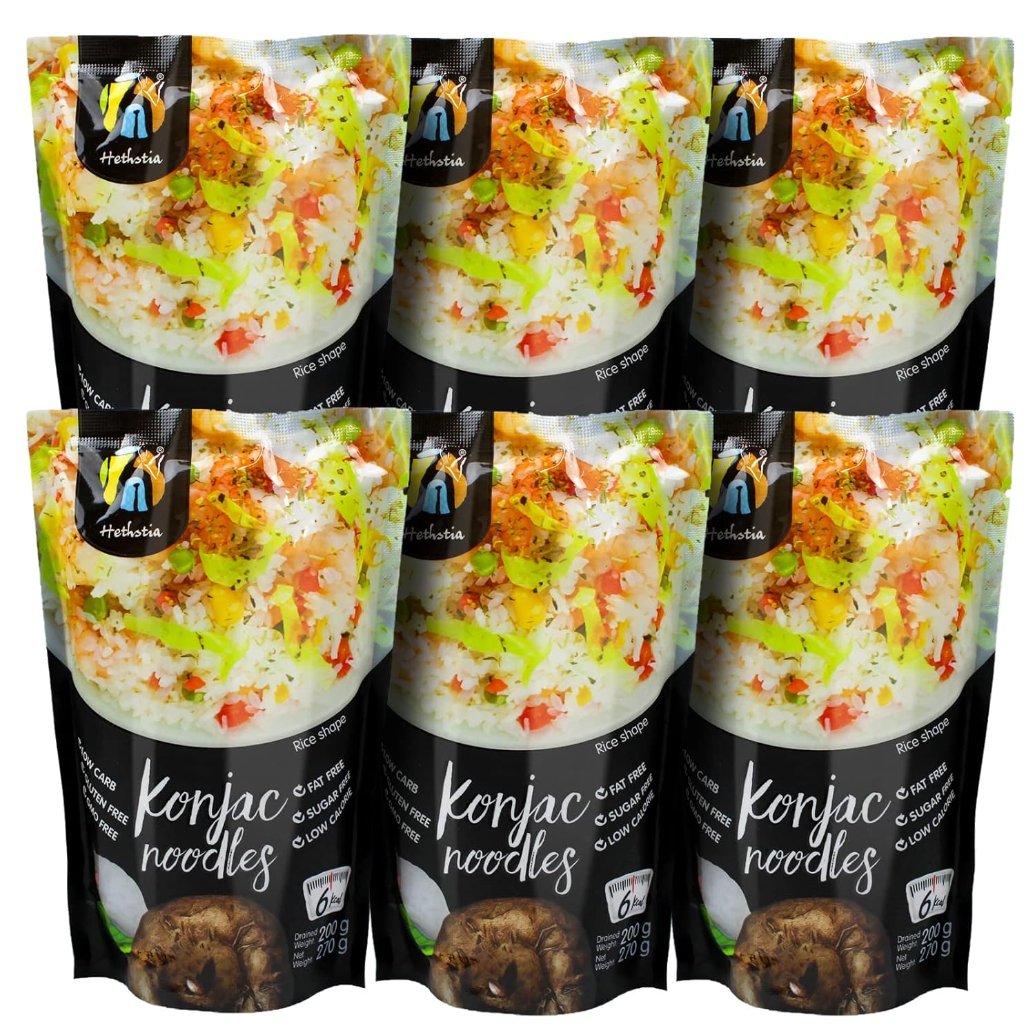 Hethstia Konjac Noodles, 10 Packs Shirataki Spaghetti - Low Carb, Low Calorie, Ready to Eat Konjac Pasta - Keto, Gluten-Free, Vegan, Fat-Free, 0 Sugar, Healthy Low Carb Pasta Substitute