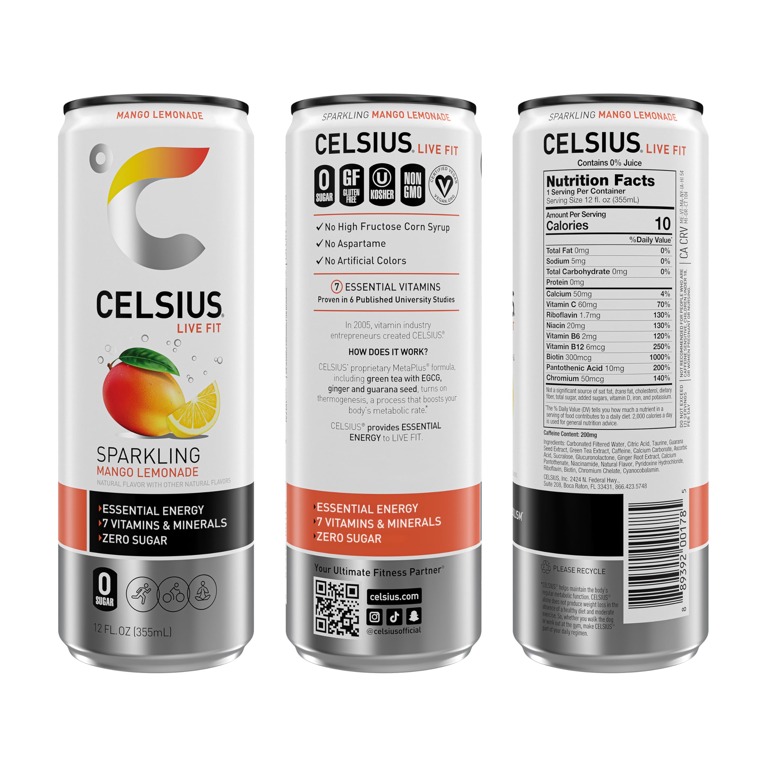 CELSIUS Sparkling Kiwi Guava, Functional Essential Energy Drink 12 Fl Oz (Pack of 12)