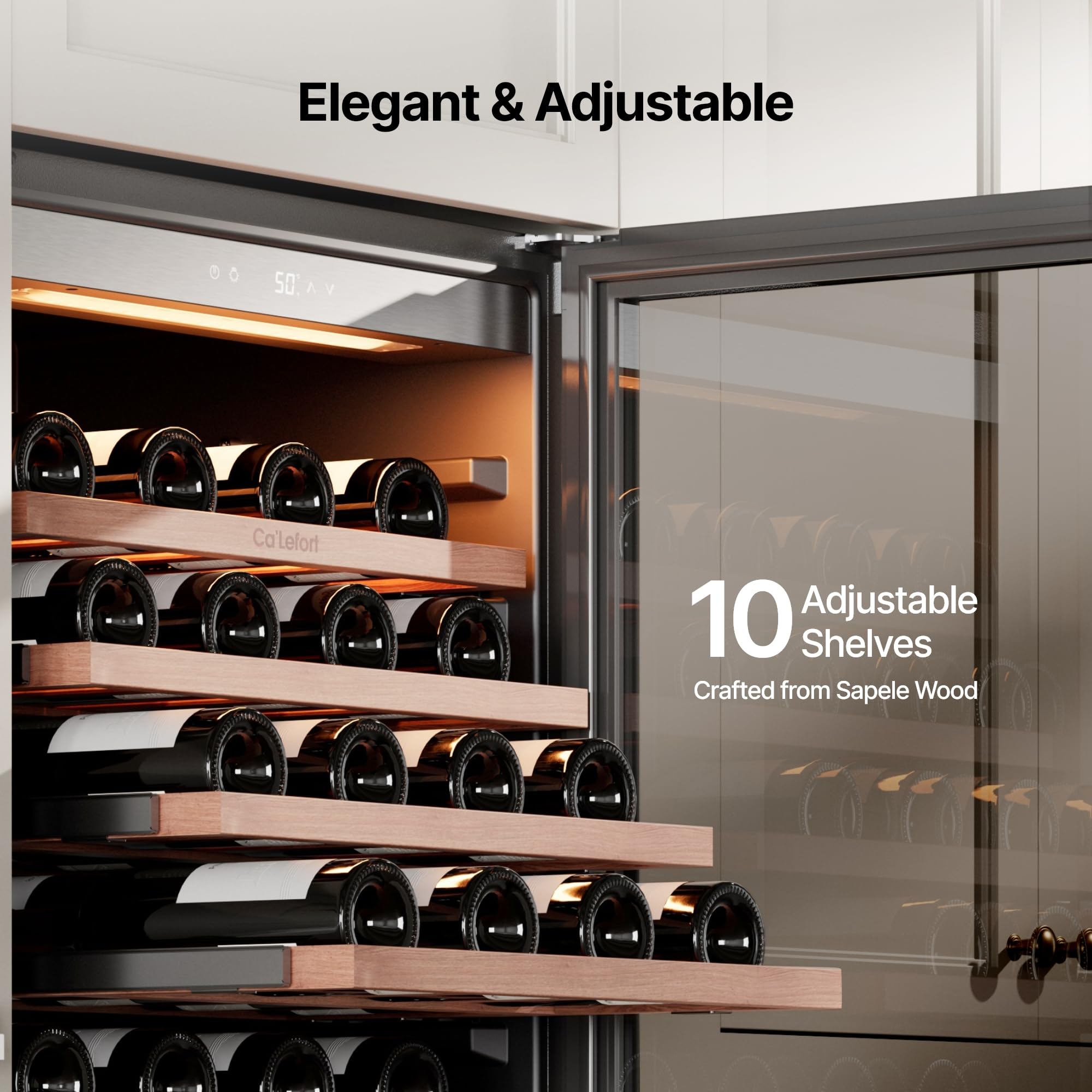 Ca'Lefort 15 Inch Wine Fridge, 33 Bottle Wine Cooler Refrigerator, 40-65°F Wine Refrigerator Glass Door, 3 LED Wine Fridge, Built-in or Freestanding Fridge for Home/Bar/Kitchen (3.0 cu.ft)
