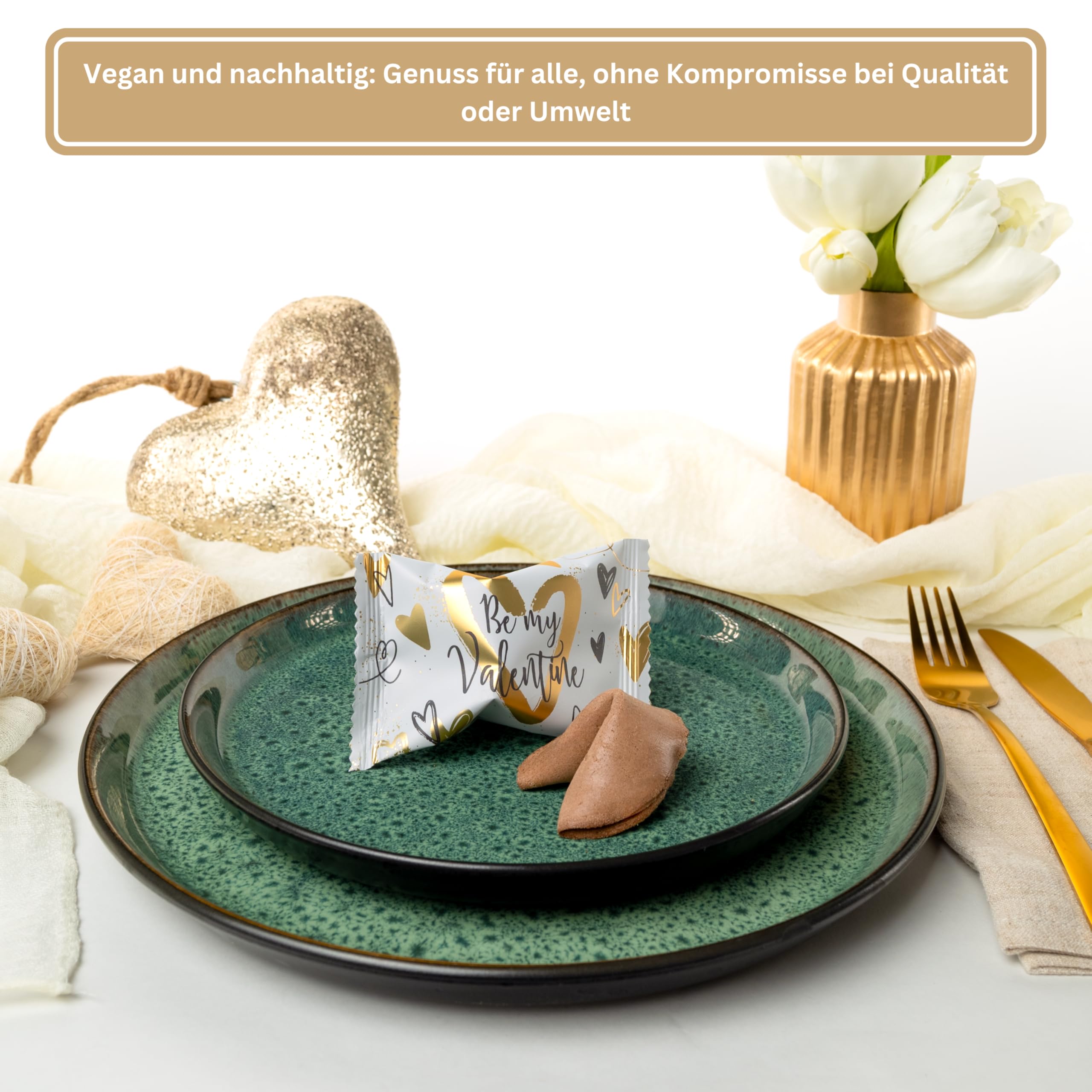 Lucky Treats Glückskekse - 25 Stück - Schön, dass du da bist - Gastgeschenke Hochzeit Deko - Sprüche auf Deutsch & Englisch - regional hergestellt