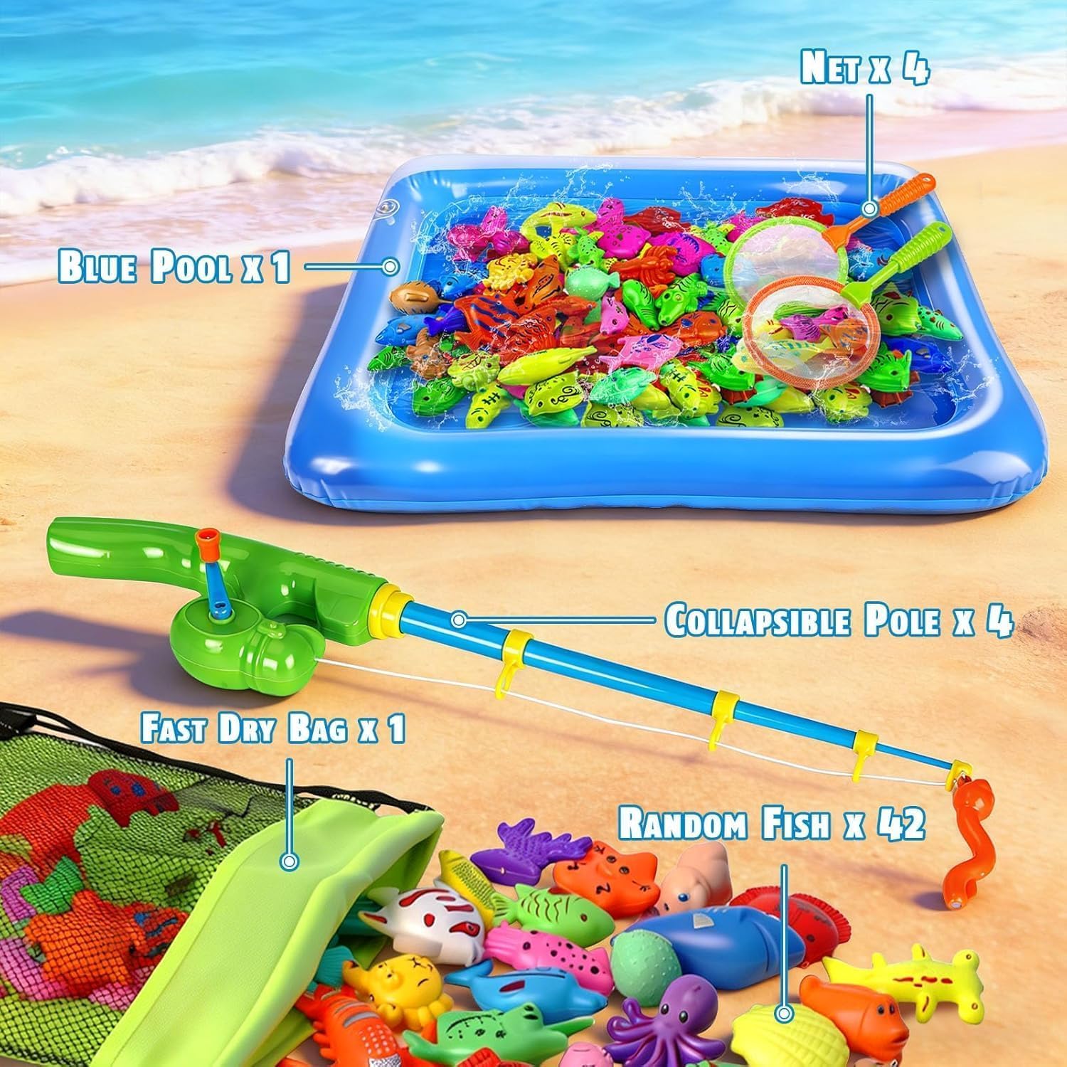 30 Pcs. Angelspiel Magnetisch Wasserspielzeug Kinder Outdoor Pool Spielzeug Kinder ab 3 4 5 Jahre Badewannenspielzeug Badespielzeug Gartenspielzeug für Kinderpool/Planschbecken/Strand