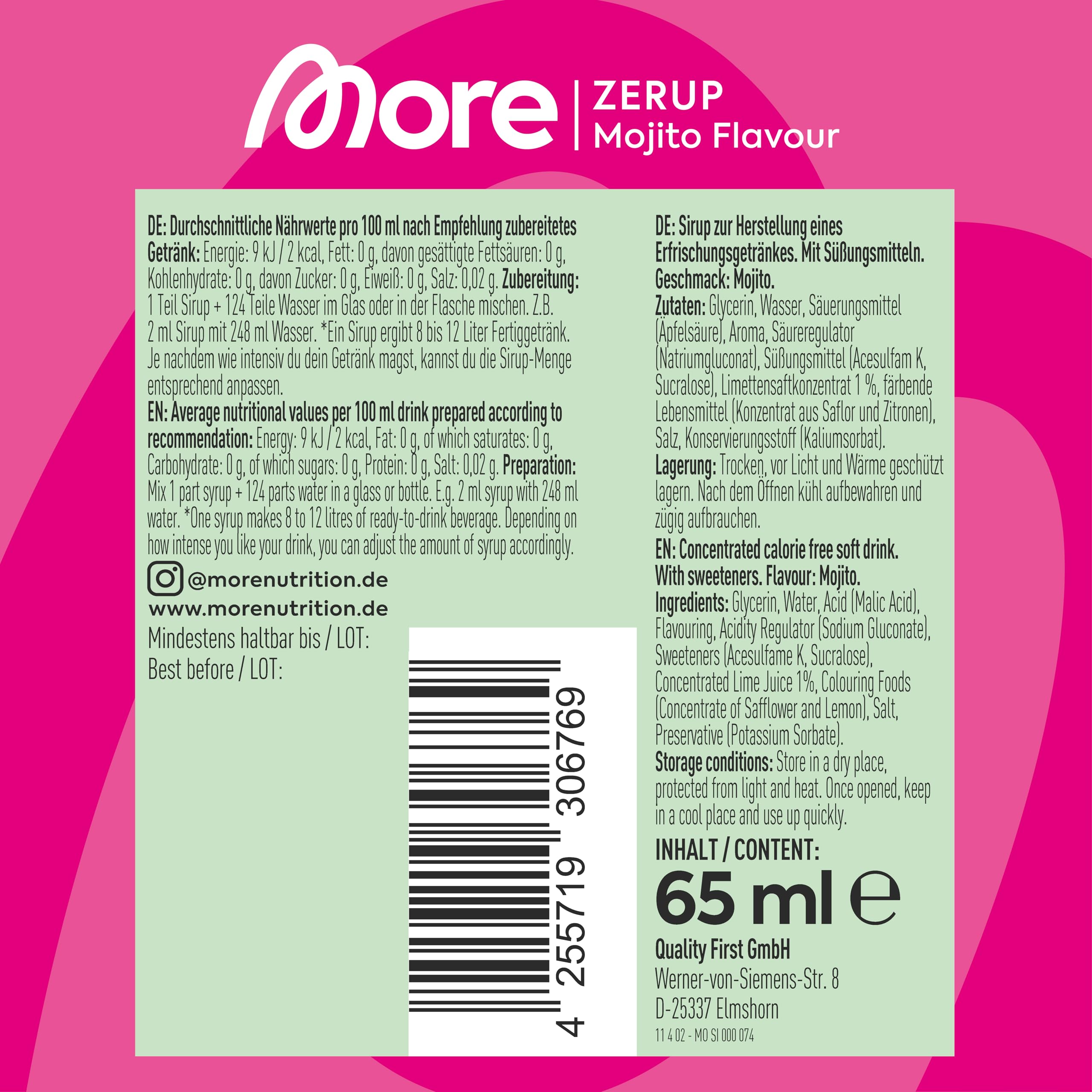 MORE Zerup, mixed 6er Bundle, 6 x 65 ml, verschiedene Sorten, für bis zu 48 l Fertiggetränk, zuckerfreier Sirup mit u.a. echten Fruchtextrakten, vegan, zero Kalorien - made in Germany