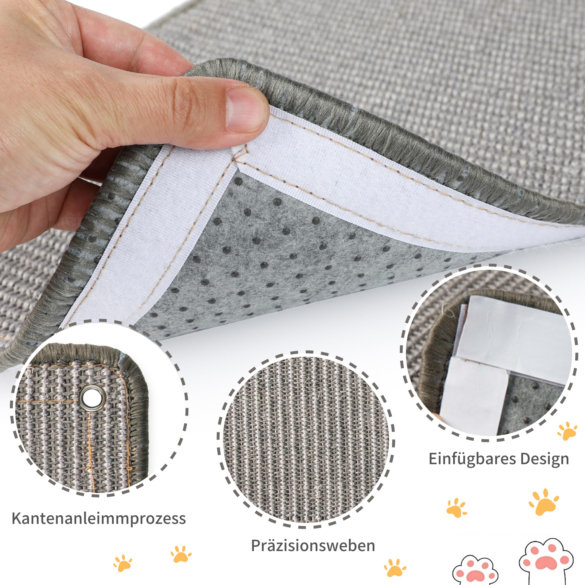 2 Stück Kratzmatte aus Sisal, Kratzmatte für Katzen, mit Klebeband, Katzenkratzmatte, Teppich zum Schutz der Wand, 60 × 25 cm (Braun)