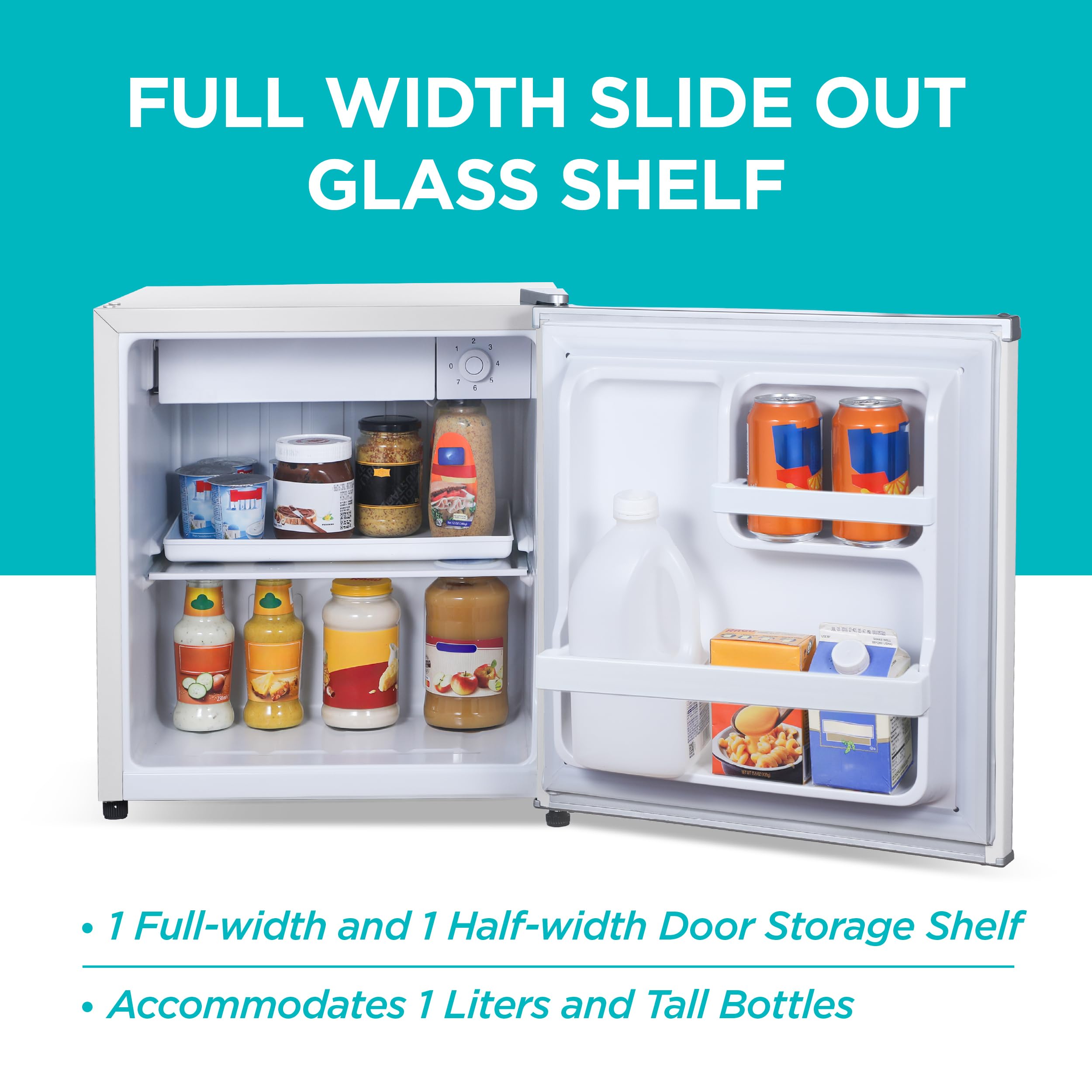 BLACK+DECKER 1.7 Cu. Ft. Compact Refrigerator, ENERGY STAR Certified, Single Door Mini Fridge with Chiller Compartment, Personal Fridge for Home or Dorm Room, R600a Refrigerant, BCRK17W, White