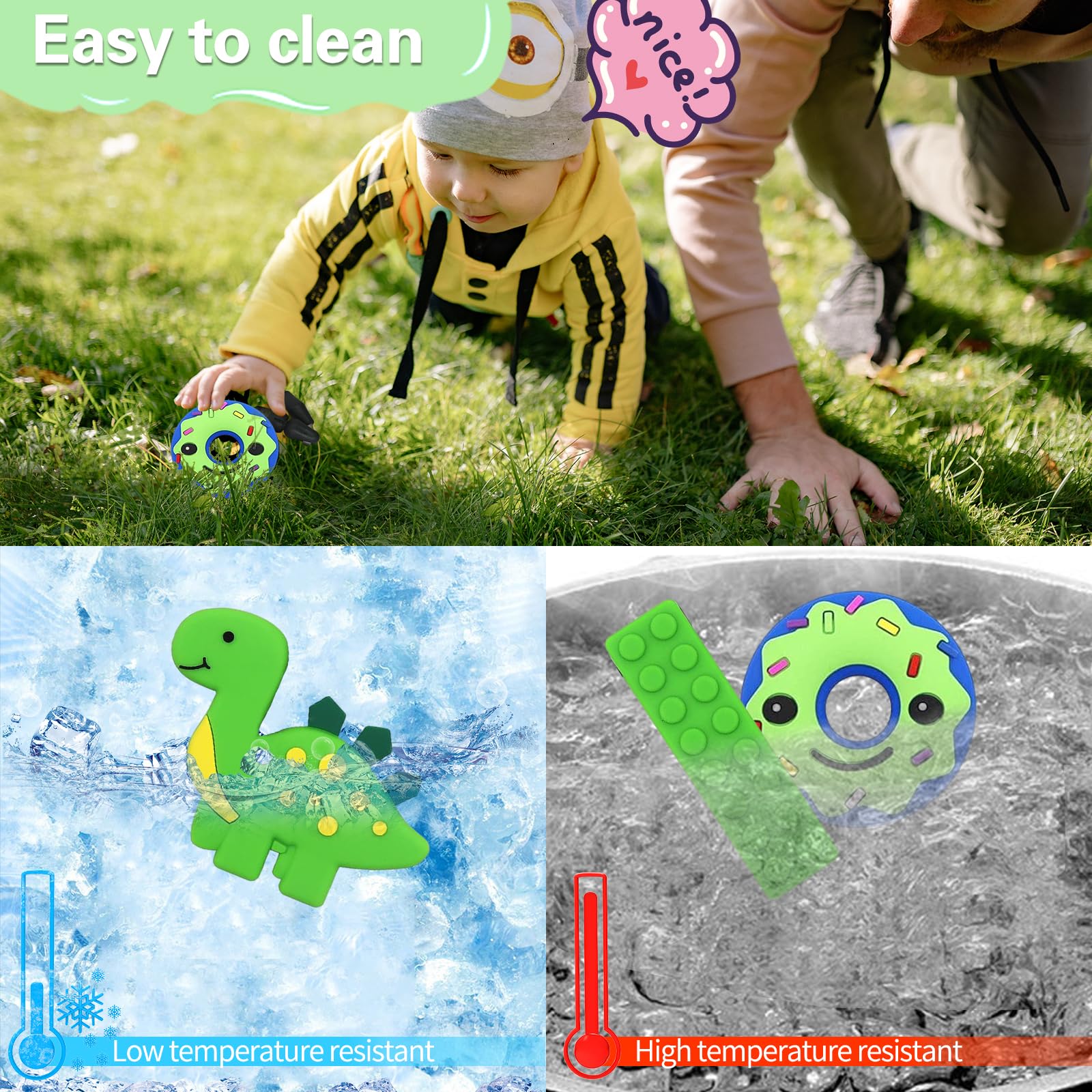 Kaukette für Kinder, 6 Stück Sensory Kauen Halskette, Silikon Beißring für Baby, Autismus Spielzeug für Jungen und Mädchen, Perfekt für Kinder mit ADHS, Zahnen, Beißende, Fingernägel Kauen (Blau)