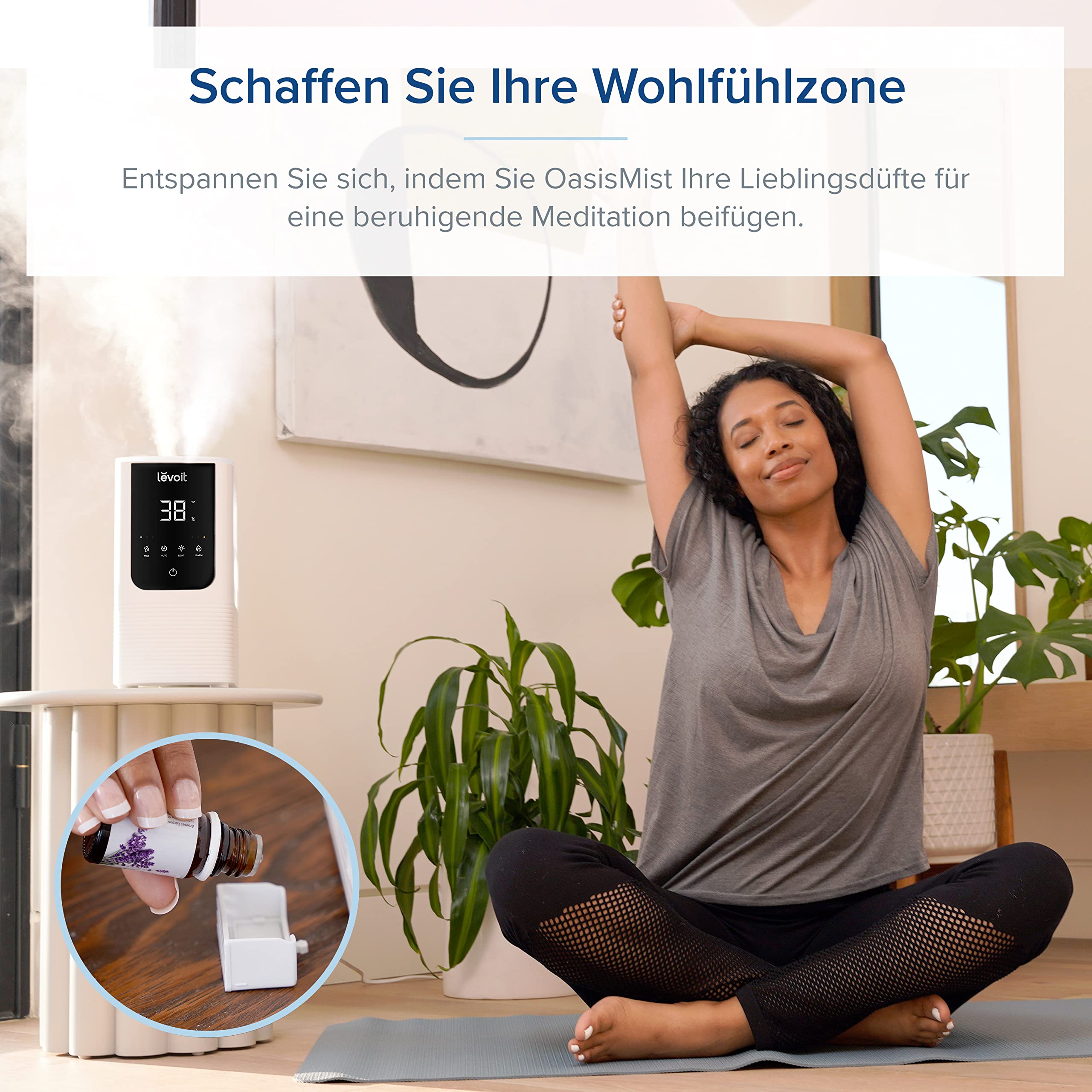 Levoit Luftbefeuchter Schlafzimmer, 23dB leise Humidifier, Top-Fill für Baby, bis 25H, Raumbefeuchter mit 360 grad Drehdüse für Kinderzimmer, Pflanzen, Auto Shut-off, 2,5 L, Weiß