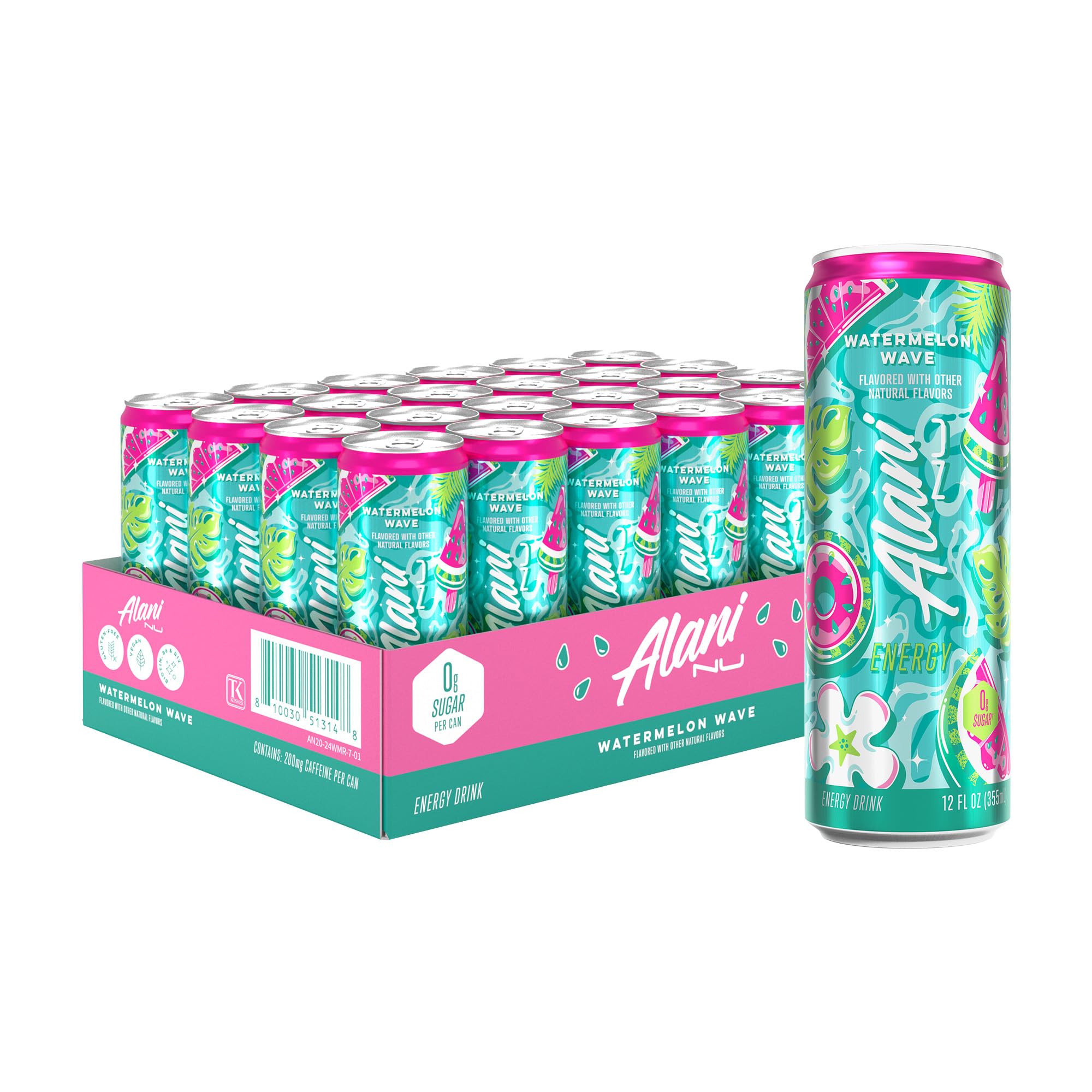 Alani Nu CHERRY TWIST Sugar Free, Low Calorie Energy Drinks, 200mg Caffeine, Biotin B Vitamins, Zero Sugar, 15 Calories, 12 Fl Oz Cans, 12 Pack0