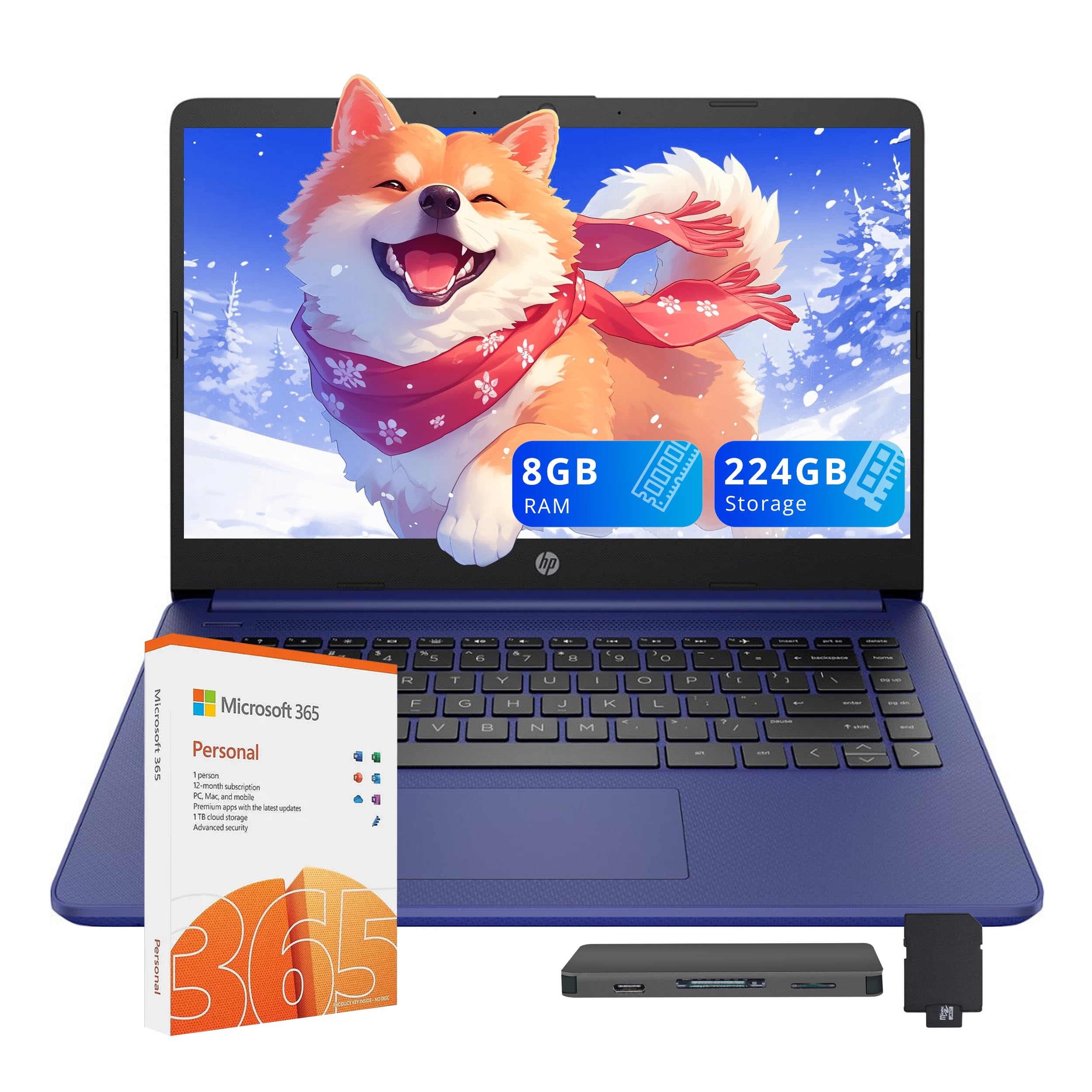 HP 14" HD Laptop, Windows 11, Intel Celeron Dual-Core Processor Up to 2.60GHz, 4GB RAM, 64GB SSD, Webcam, Dale Pink (Renewed)