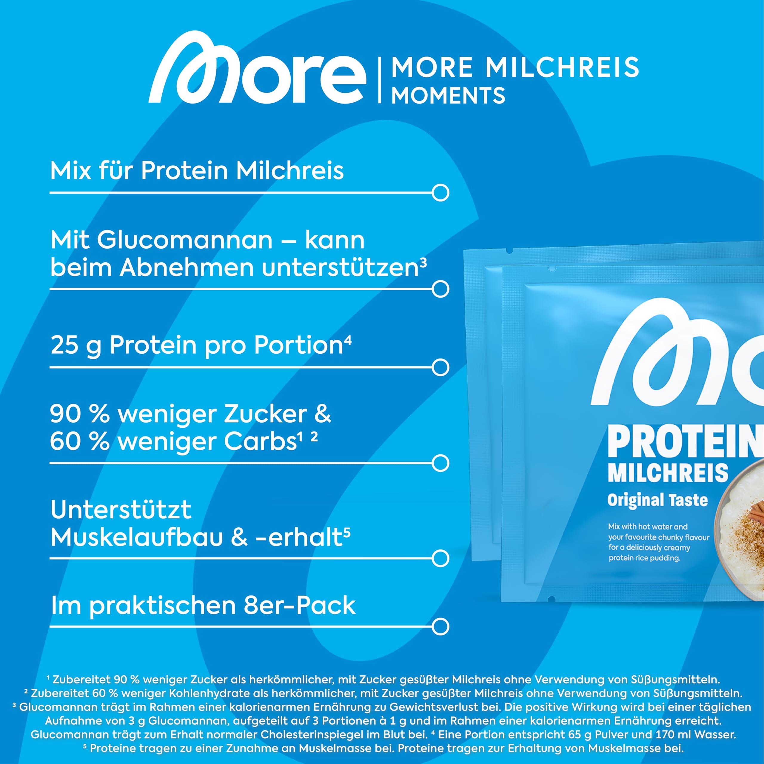 More Protein Milchreis, 13er Tray, 13 x 65 g, 26 g Eiweiß pro Portion, schnelle Zubereitung ohne Kochen, cremig leckerer Milchreis mit weniger Zucker und Fett, perfekt zum Verfeinern
