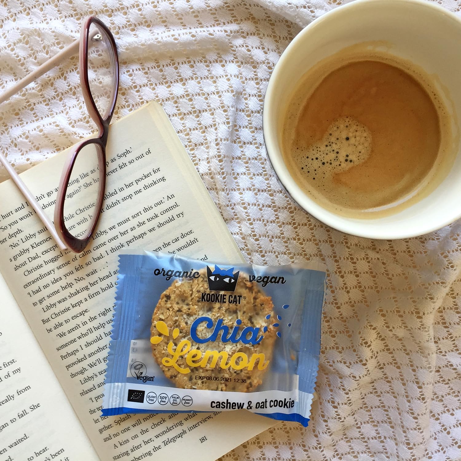 Kookie Cat Vanille Schokochip - Vegane Cookies Einzeln Verpackt, Glutenfrei, Sojafrei, Bio, Cashew & Hafer - 12 X 50g Multipack