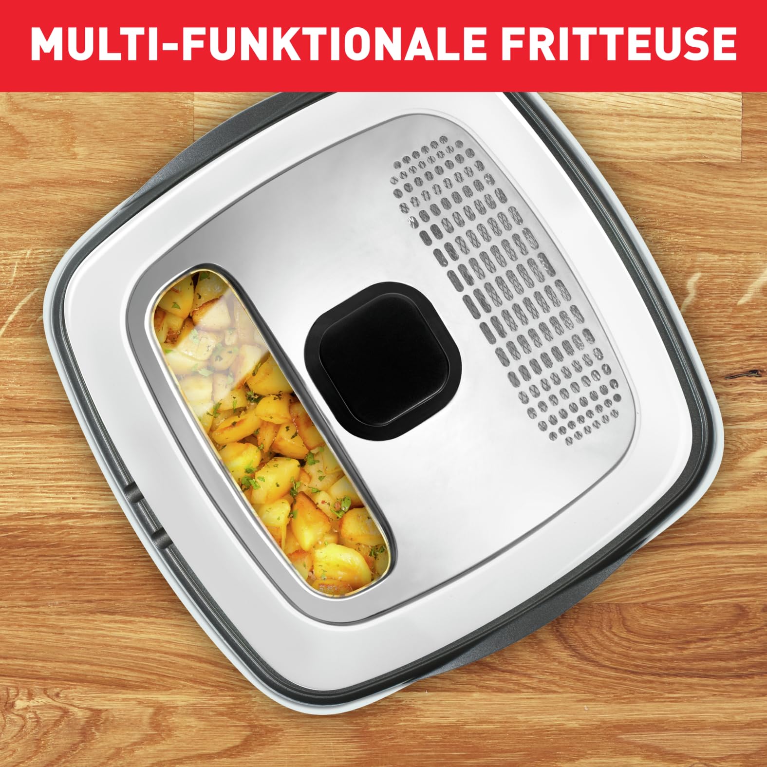 Tefal Oleoclean Pro Fritteuse 3,5L für knusprige Pommes, 2300W Edelstahl Friteuse mit Öl-Filterung, Herausnehmbarer Ölbehälter 1,2kg, Timer & Thermostat, Spülmaschinenfest, Schwarz/Edelstahl